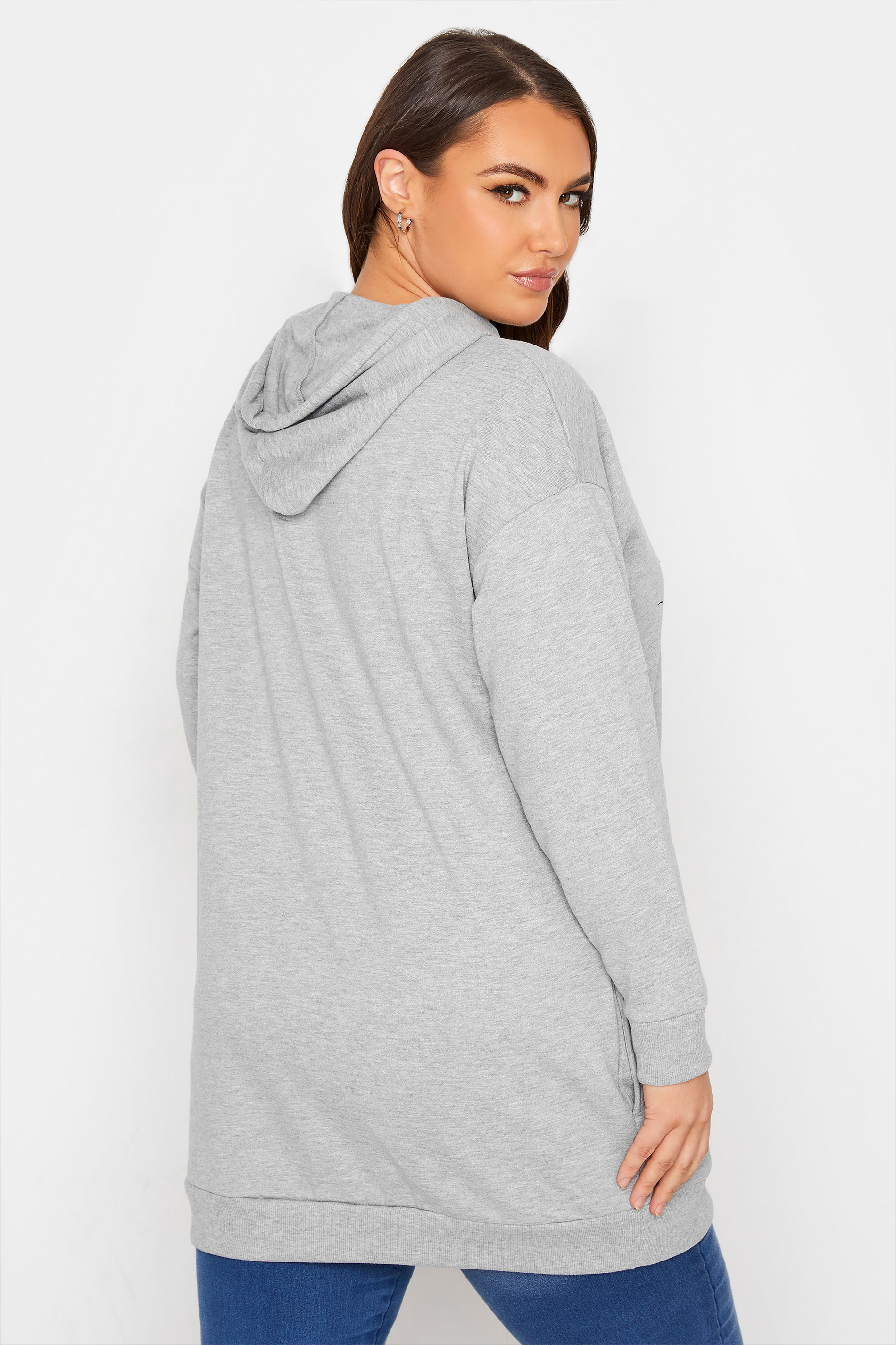 DISNEY Plus Size Grey Mickey & Minnie Mouse 'Perfect Match' Longline Hoodie | Yours Clothing 3