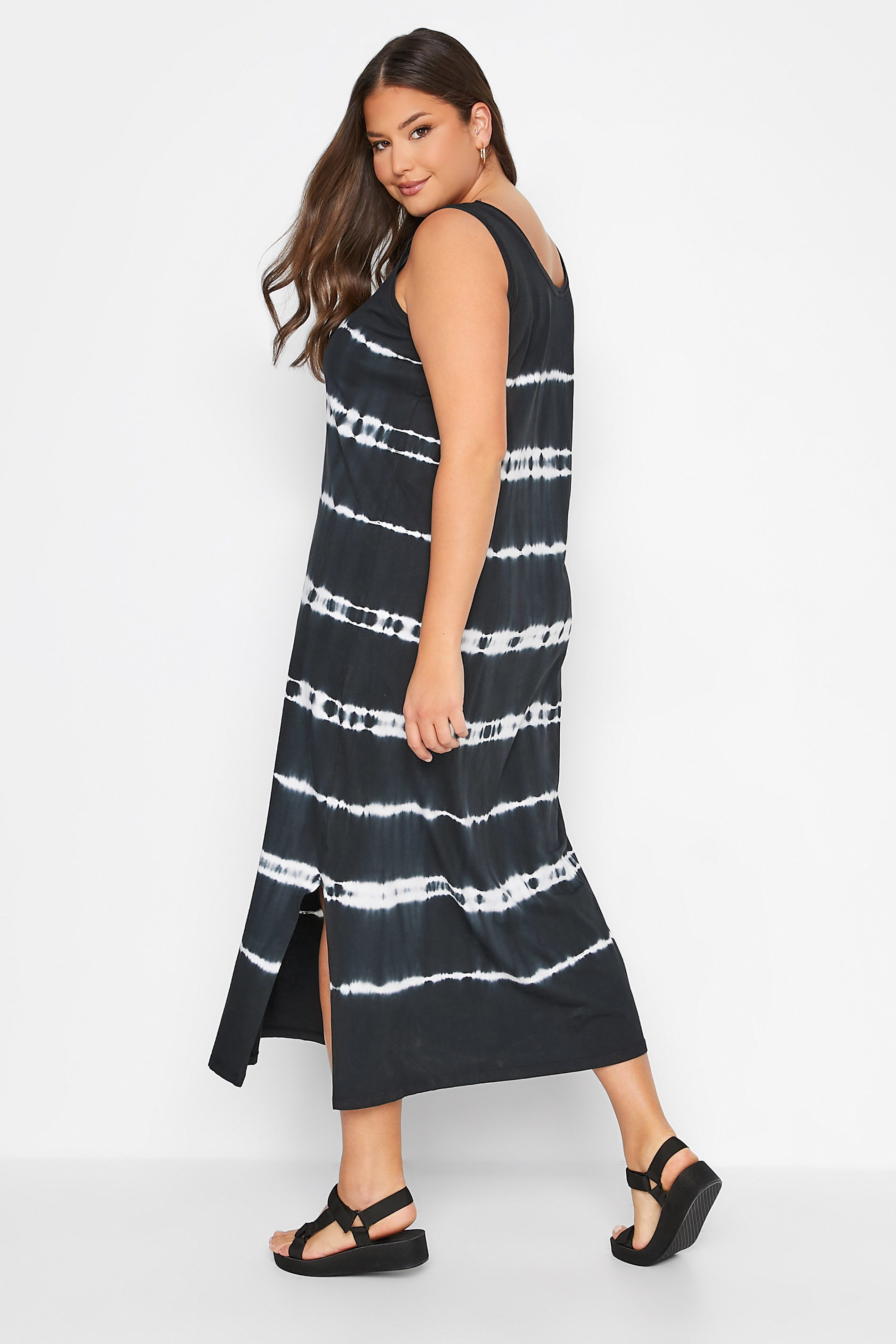 Plus Size Black Tie Dye Maxi Dress