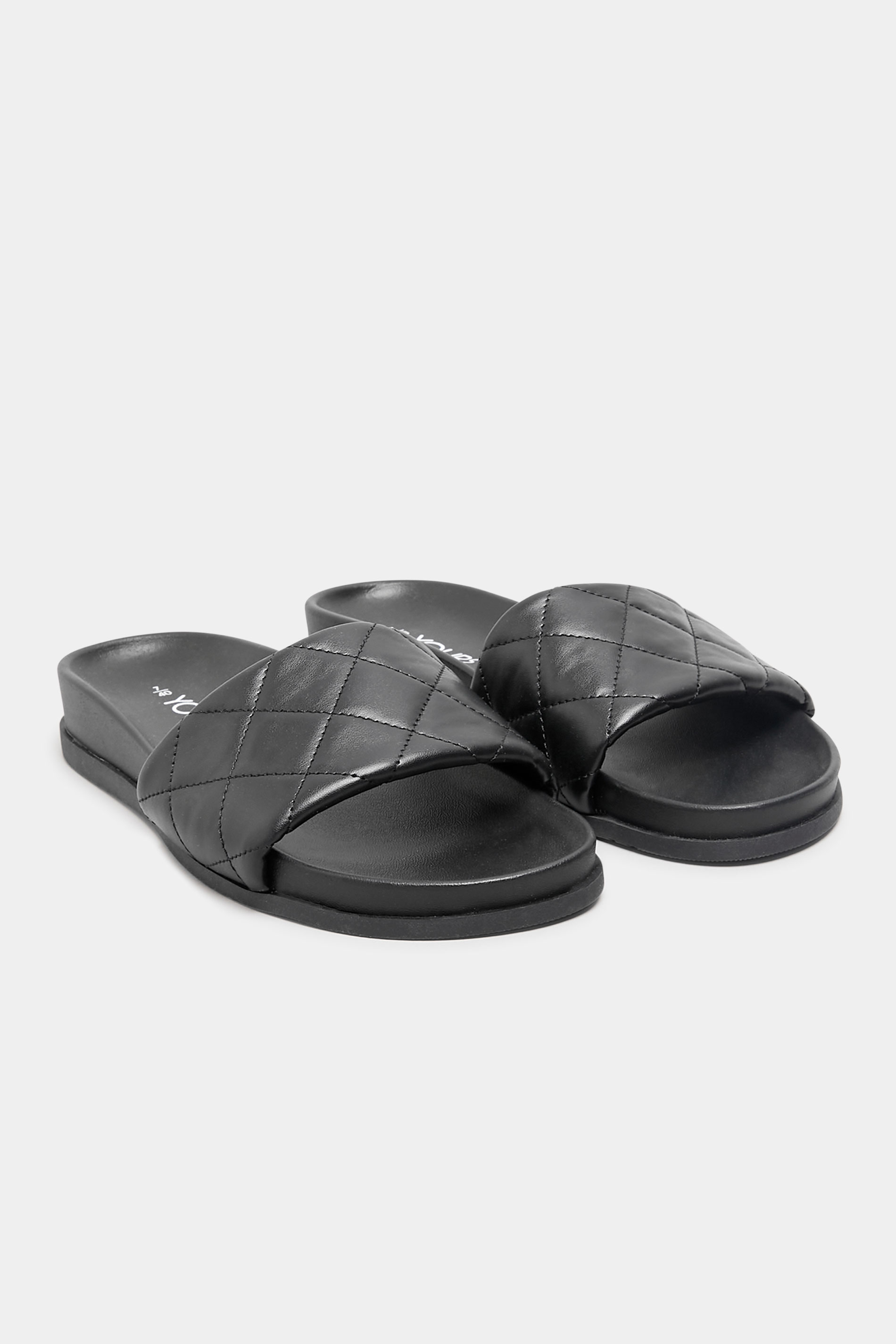 Chaussures Pieds Larges Sandales Pieds Larges | Sandales Noires Molletonnées Design Carreaux Pieds Extra Larges EEE - HX46655