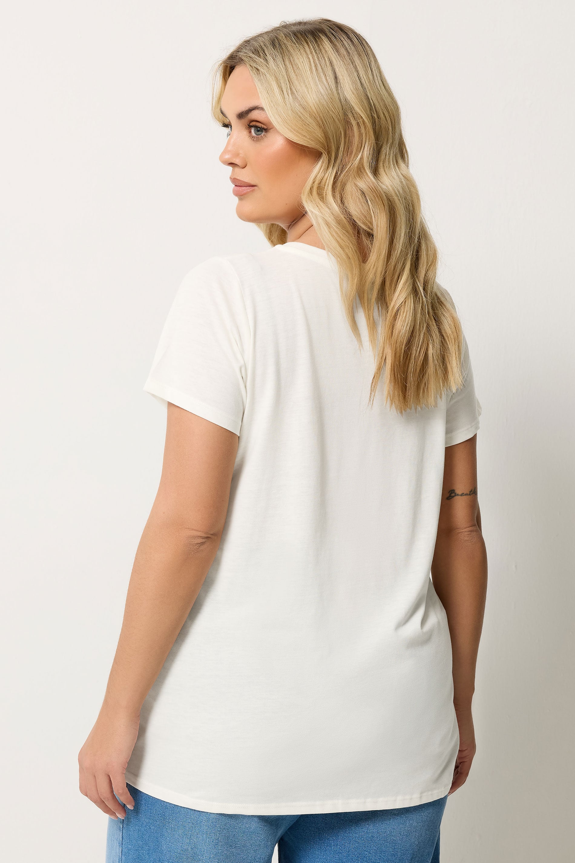 YOURS Plus Size Ivory White Core T-Shirt | Yours Clothing 2