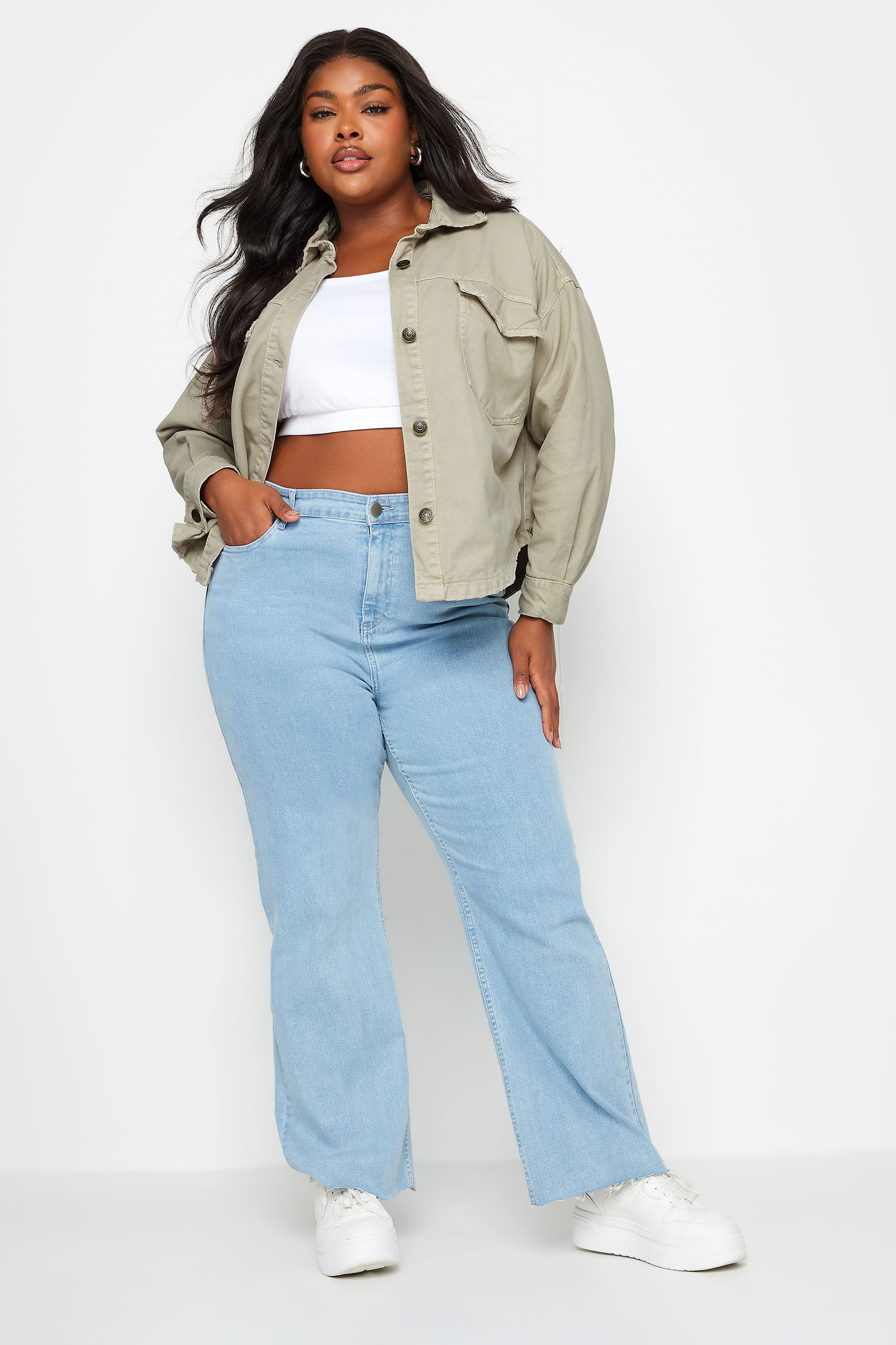 YOURS Plus Size Stone Brown Denim Jacket | Yours Clothing 3