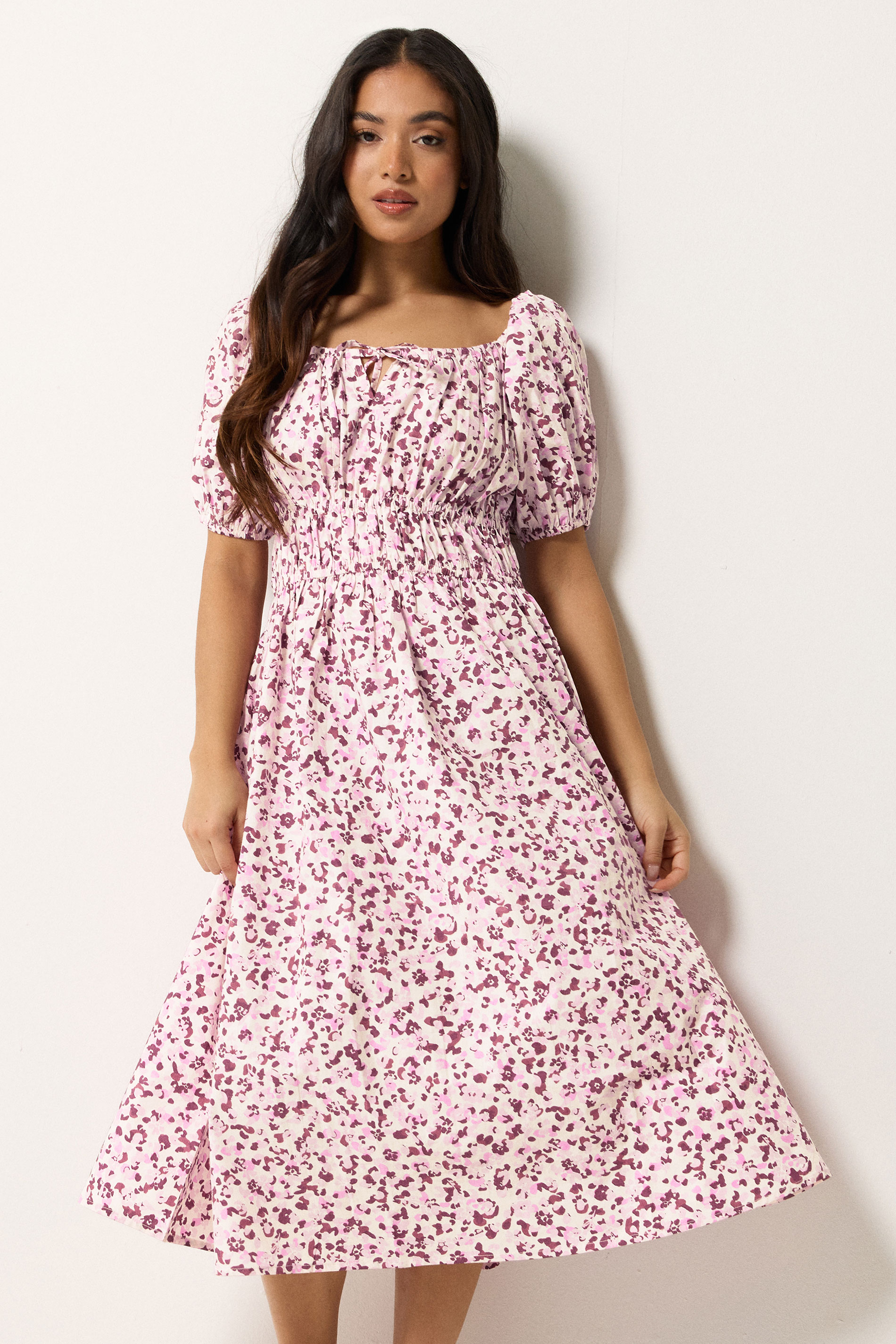 PixieGirl Petite Women's Pink Animal Print Midi Dress | PixieGirl 3