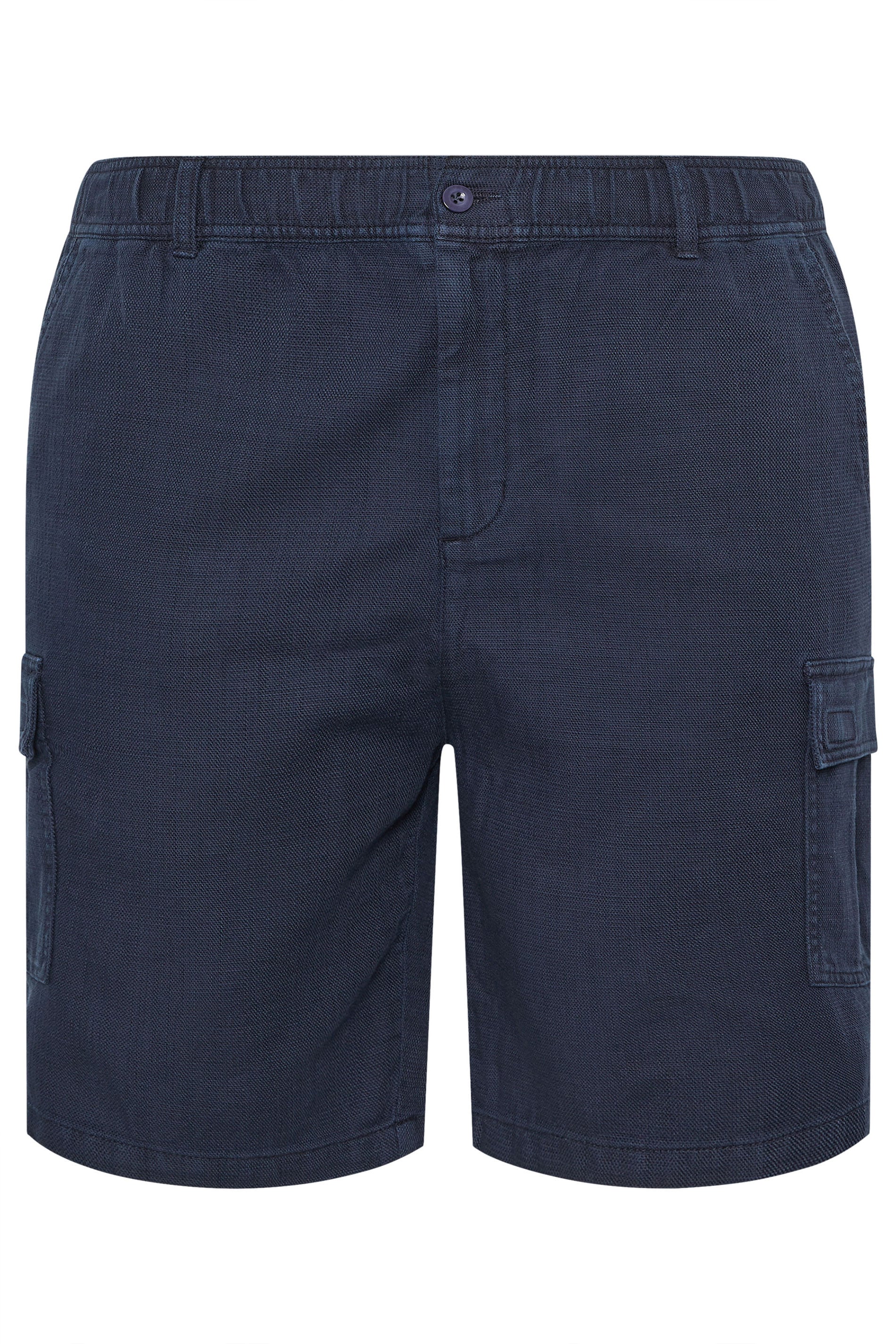 BadRhino Big & Tall Navy Blue Washed Slub Cotton Cargo Shorts | BadRhino 6
