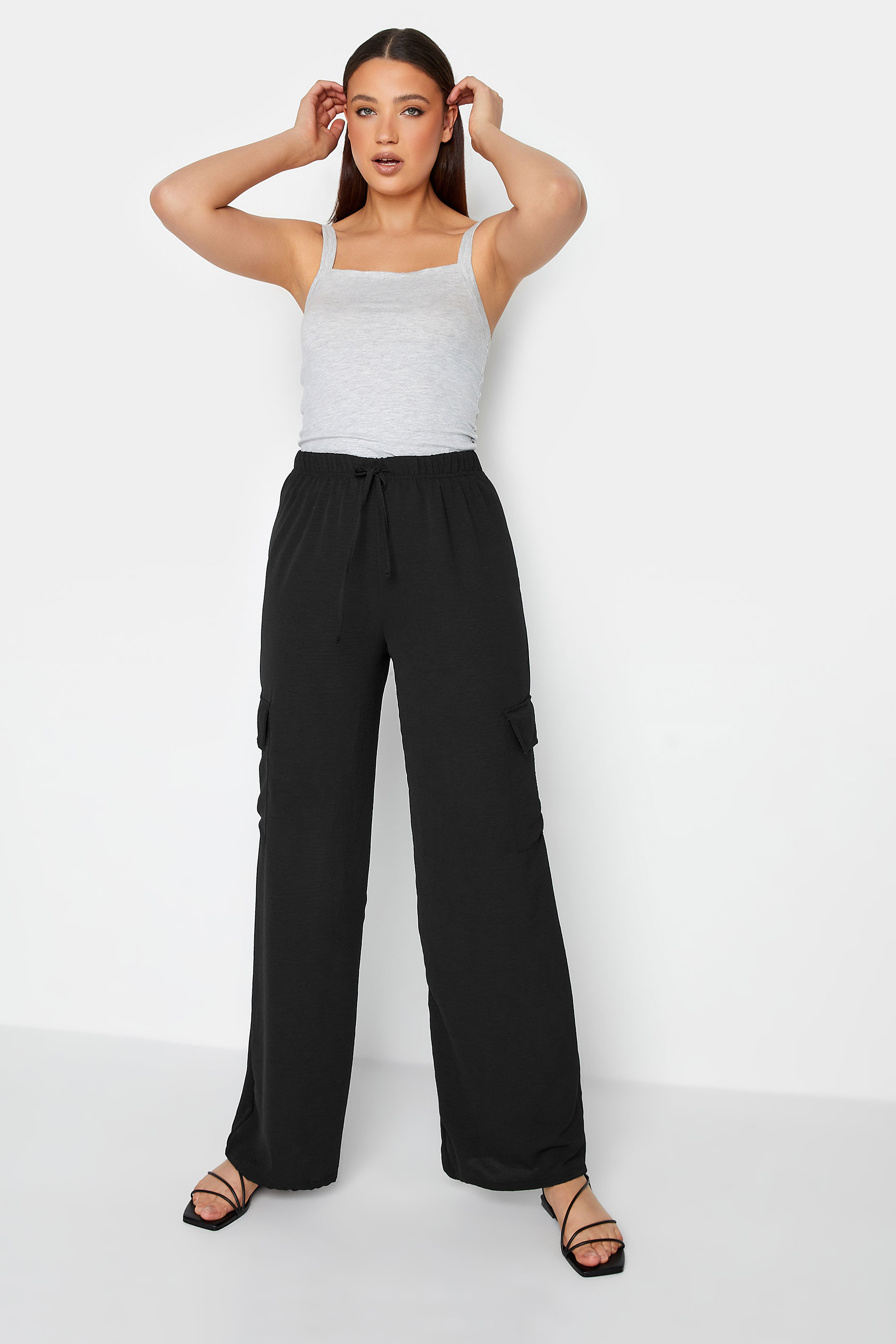 Black Oversized Straight Leg Cargo Trousers  Isie  Femme Luxe UK 2023