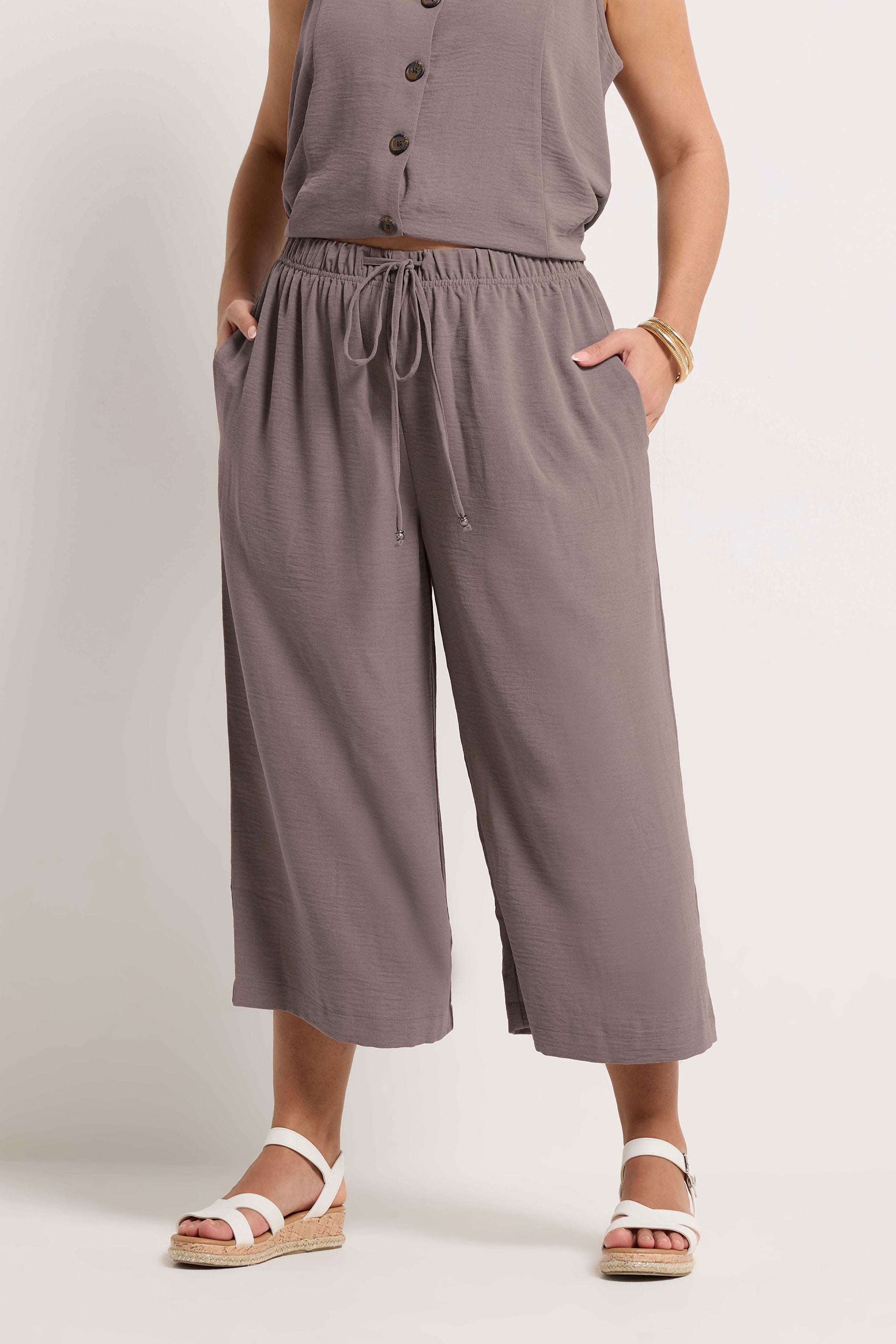 YOURS Plus Size Light Purple Cropped Twill Culottes | Yours Clothing 3