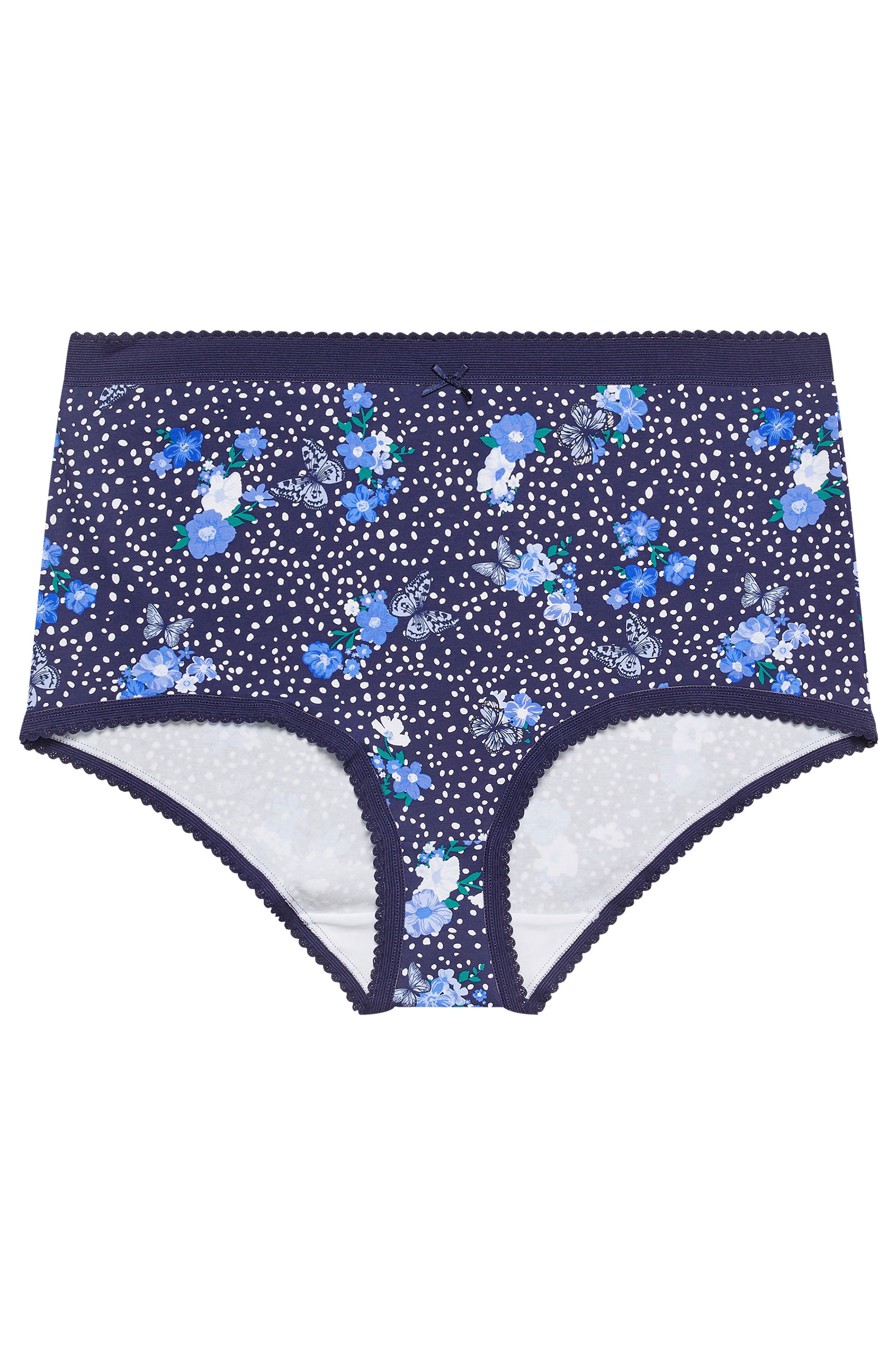 YOURSET 5 PACK Plus Size Blue Floral Butterfly Print Full Briefs | Yours Clothing 7