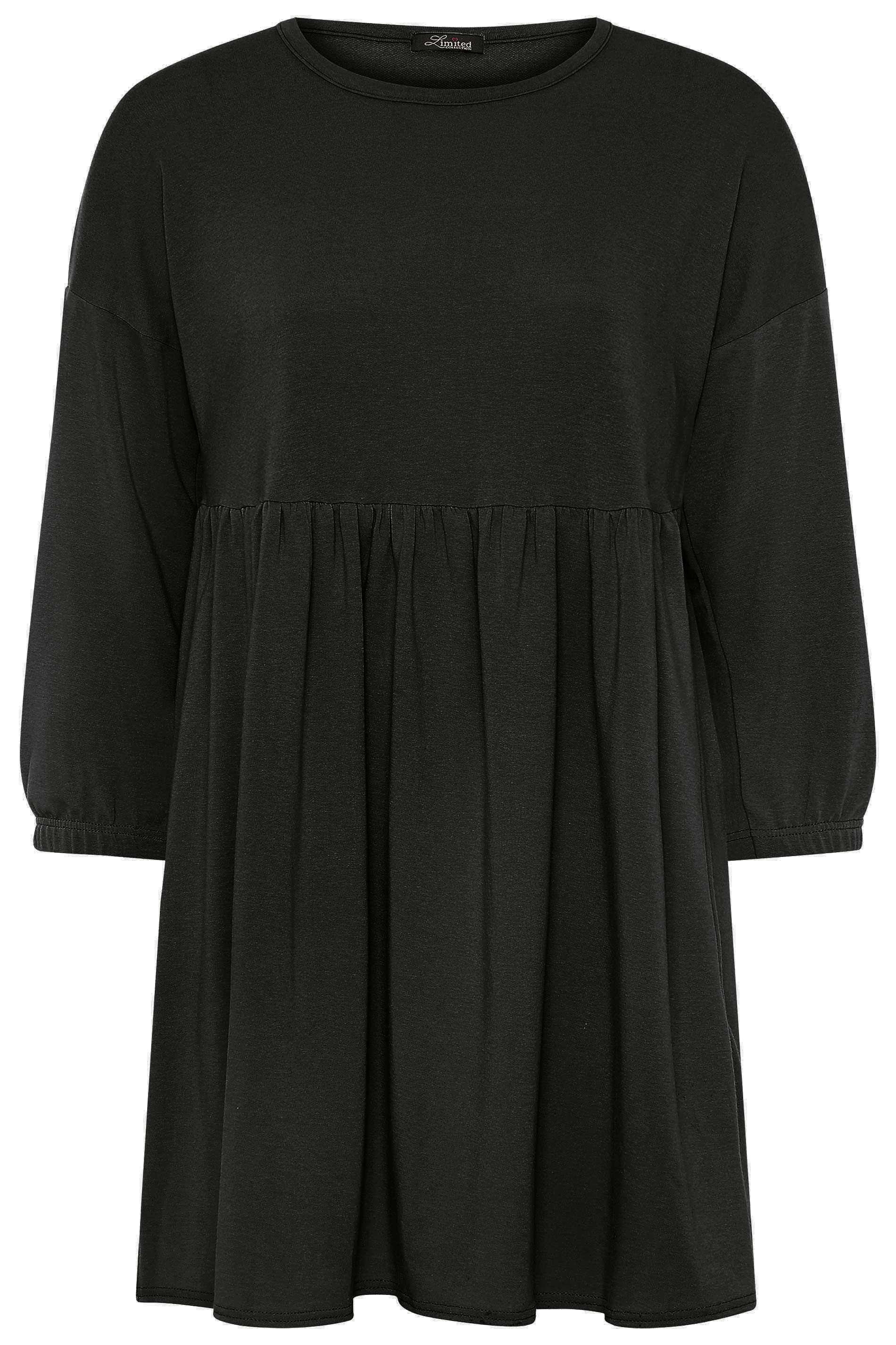 LIMITED COLLECTION Black Peplum Sweatshirt Dress | Yours Clothing