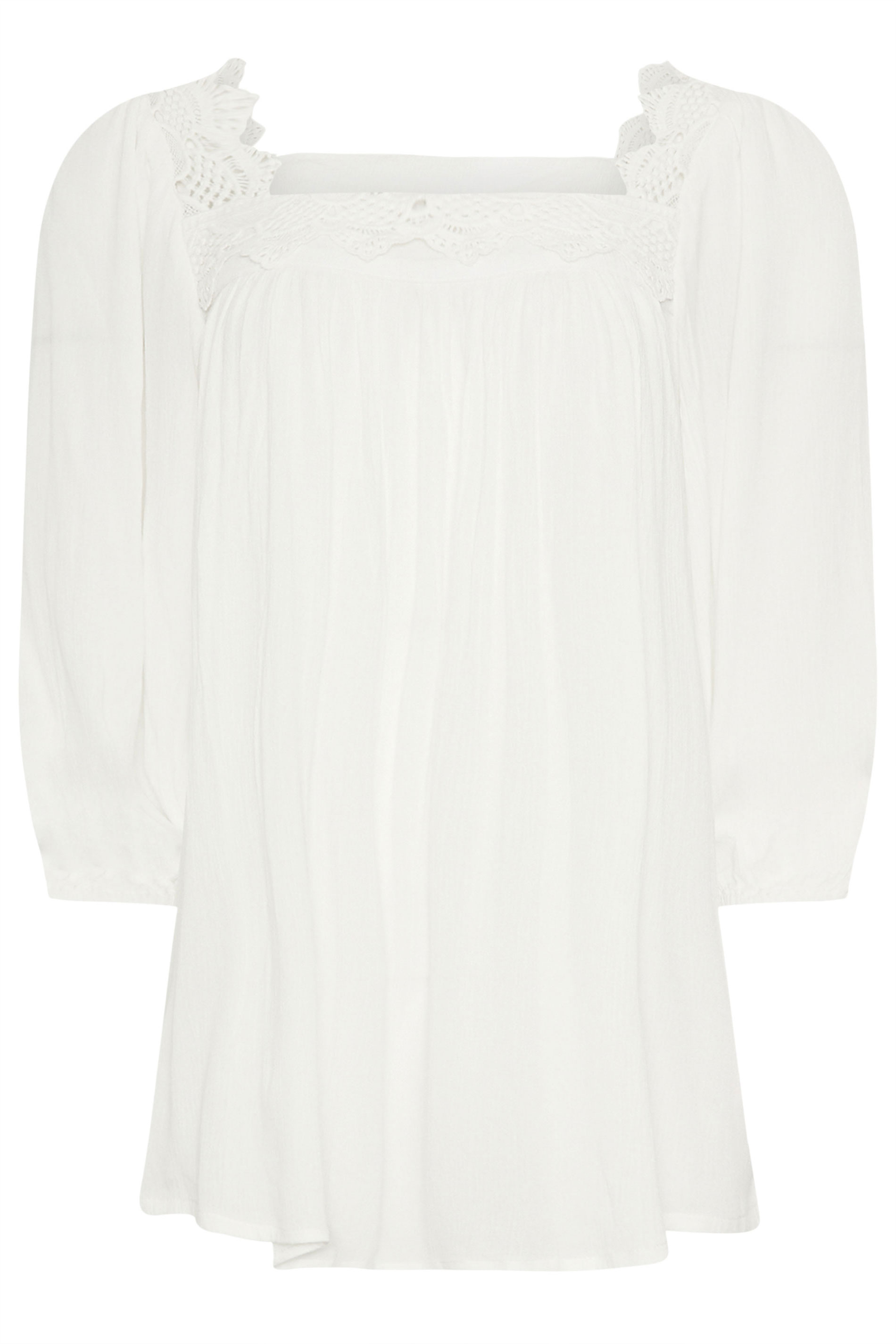LTS Tall Women's White Square Neck Textured Top | Long Tall Sally 6