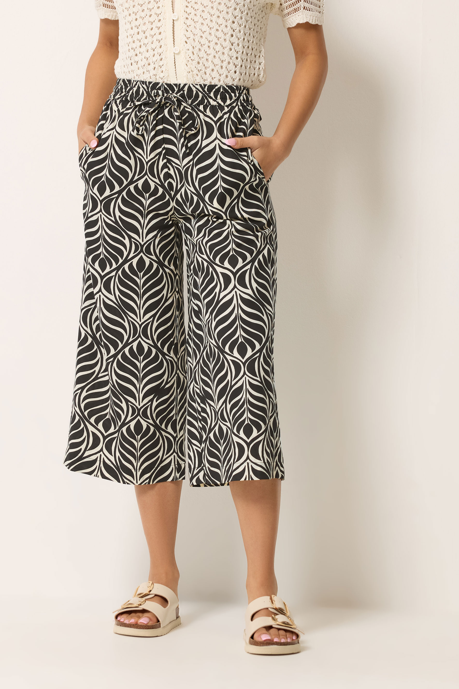 M&Co Petite Black Abstract Print Culottes | M&Co 3