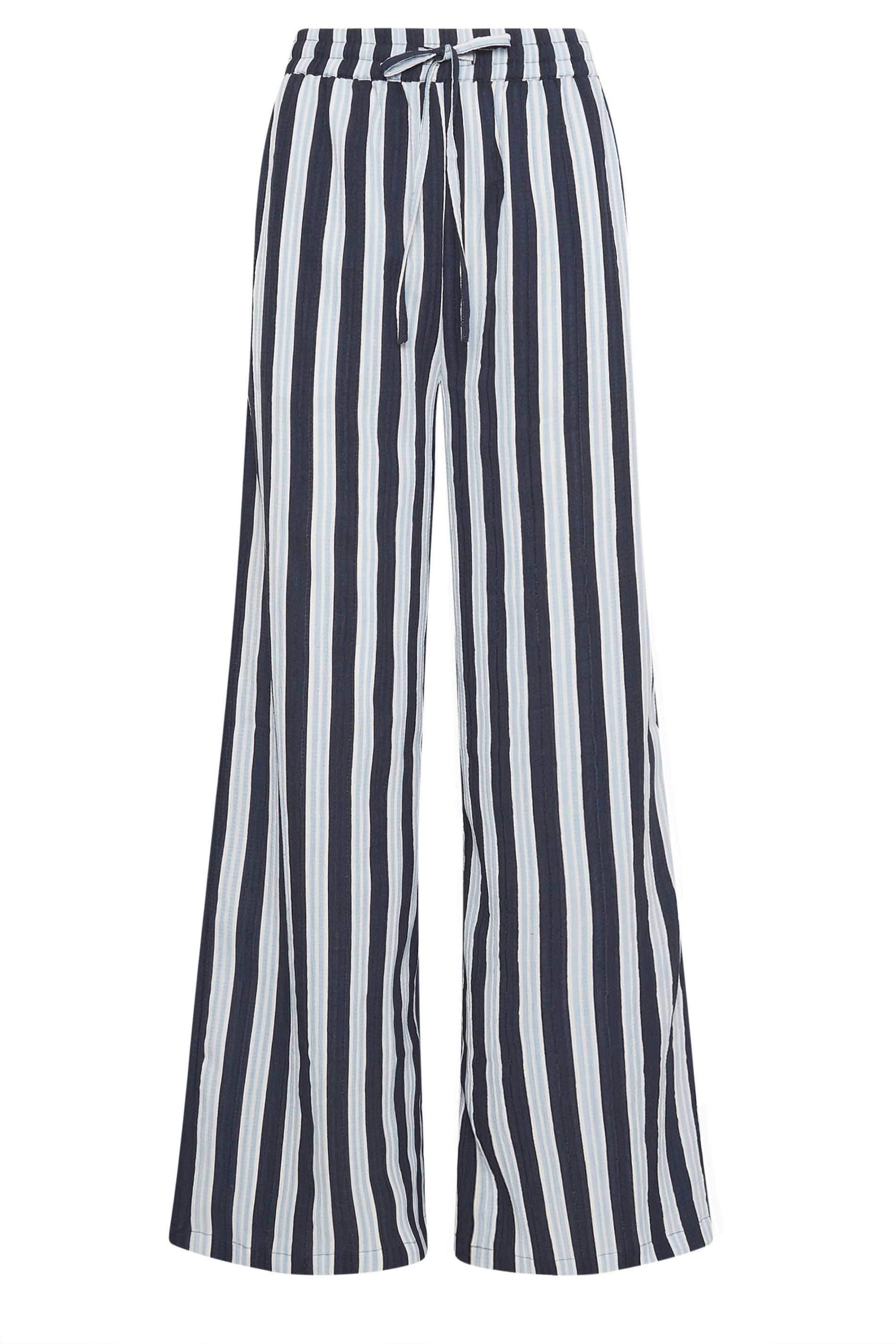 LTS Tall Women's Blue Stripe Textured Wide Leg Trousers | Long Tall Sally  6