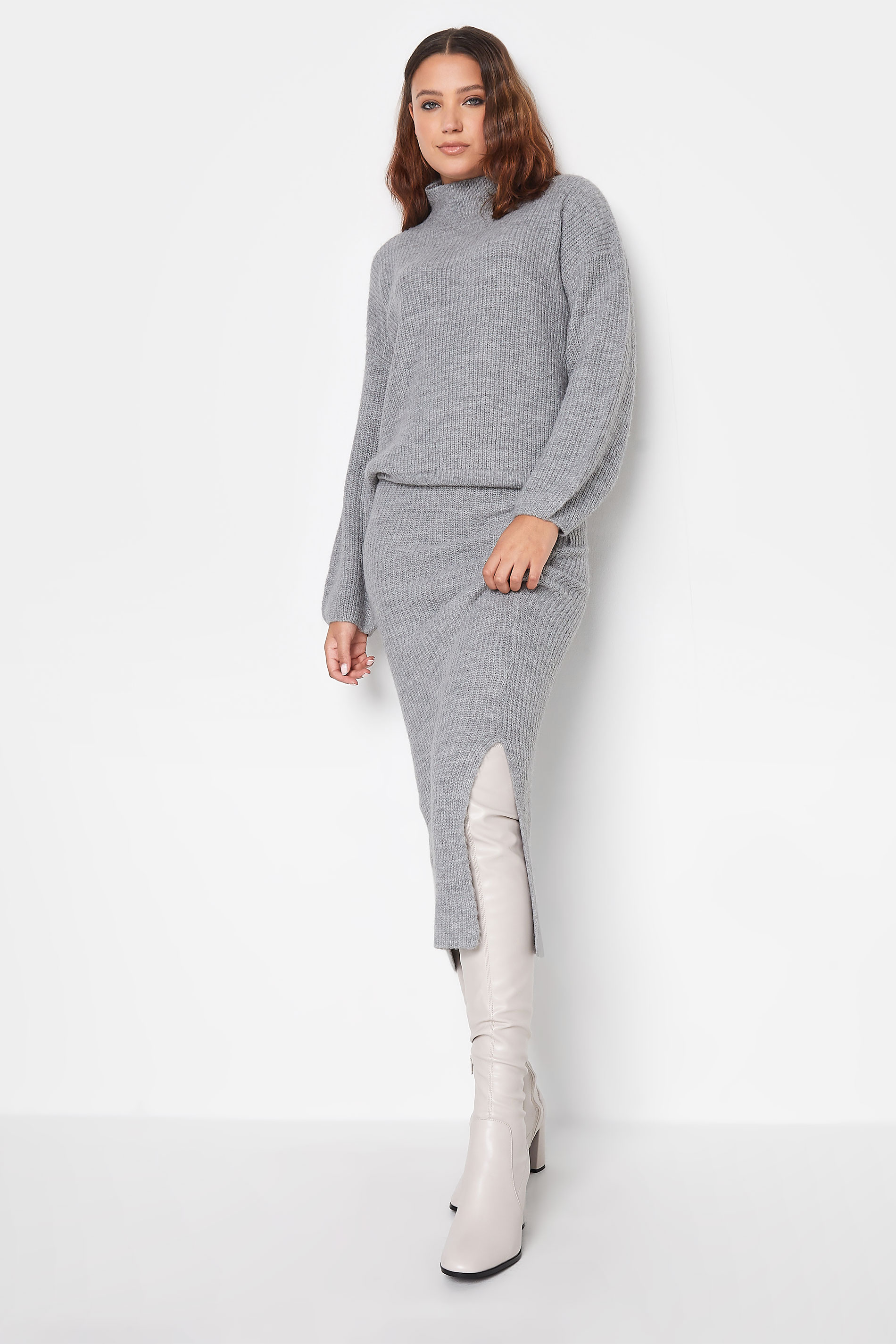 LTS Tall Grey Midi Knitted Skirt | Long Tall Sally 3