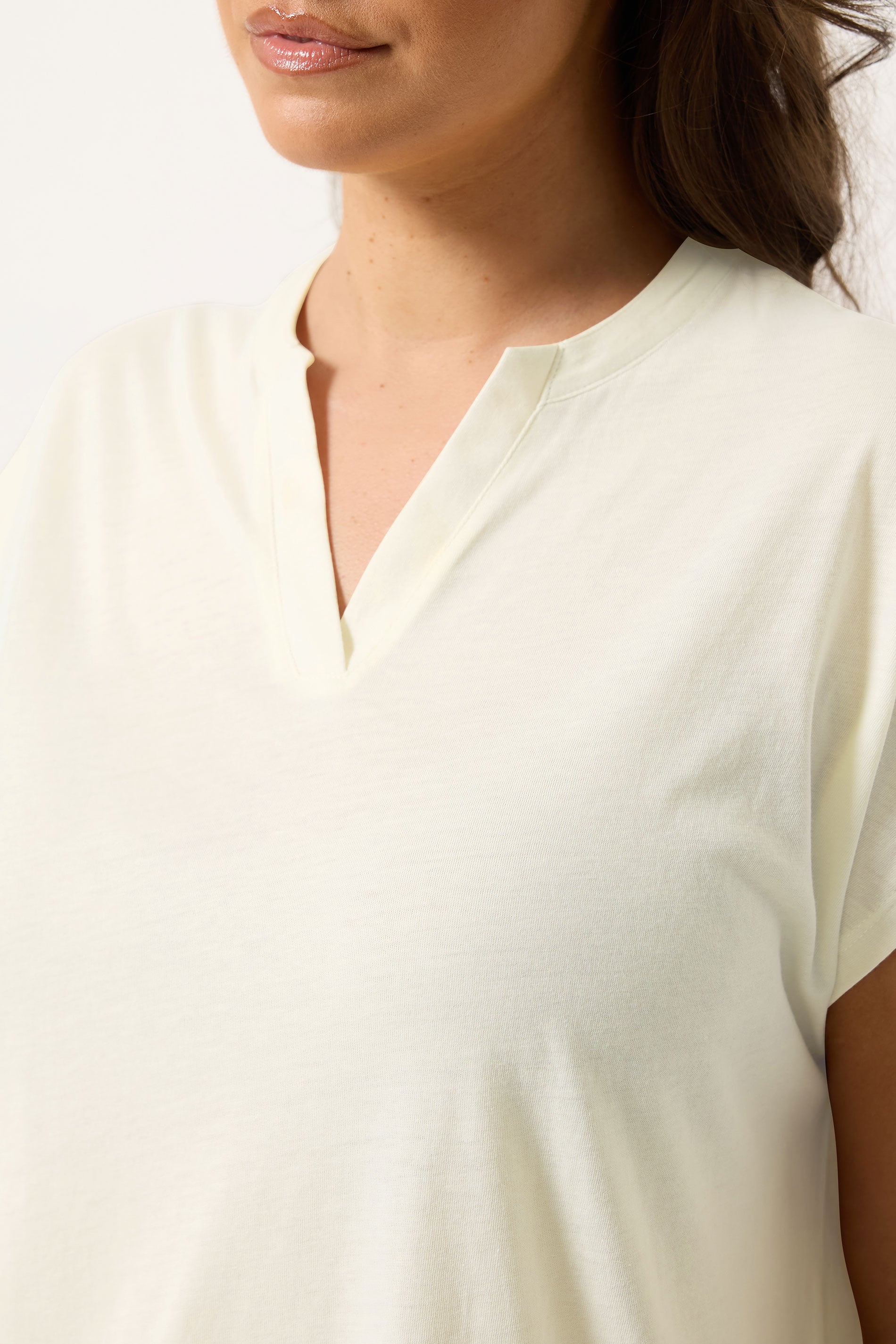 YOURS Plus Size Ivory White Notch Neck T-Shirt | Yours Clothing 4