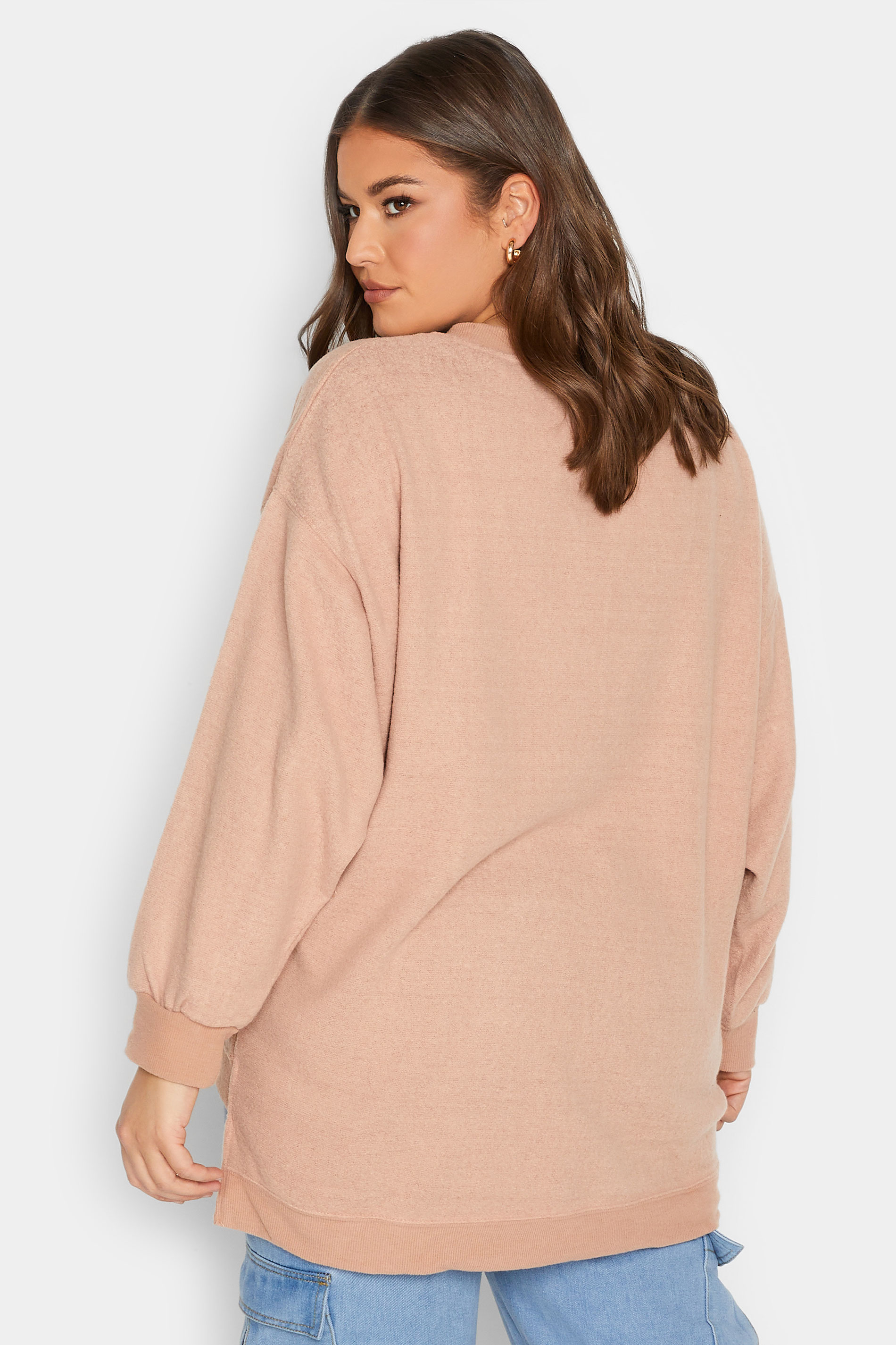 Plus Size Beige Brown Soft Touch Fleece Sweatshirt | Yours Clothing 3