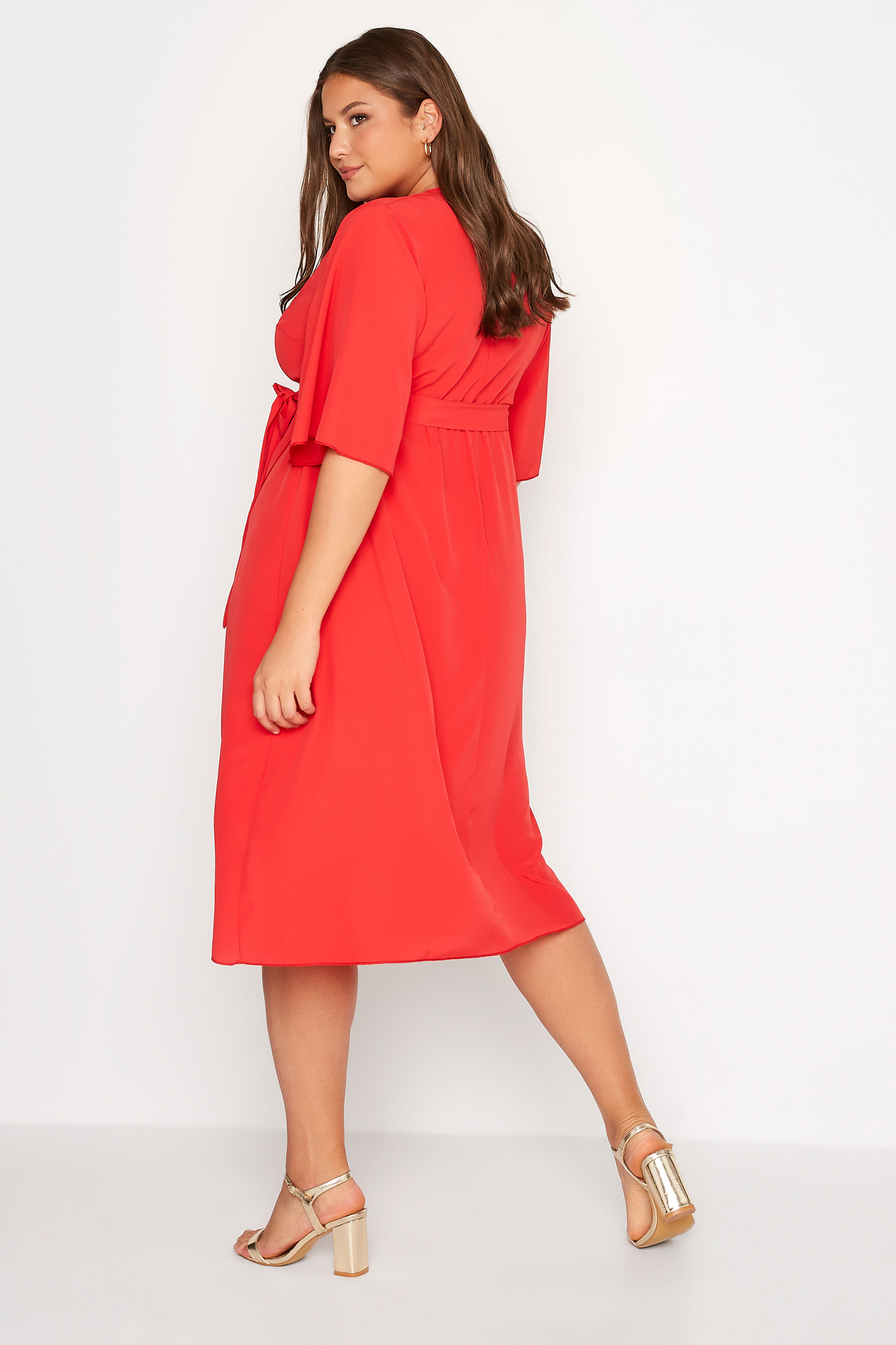 Robes Grande Taille Grande taille  Robes Portefeuilles | YOURS LONDON - Robe Rouge Coupe Portefeuille - ZF61653