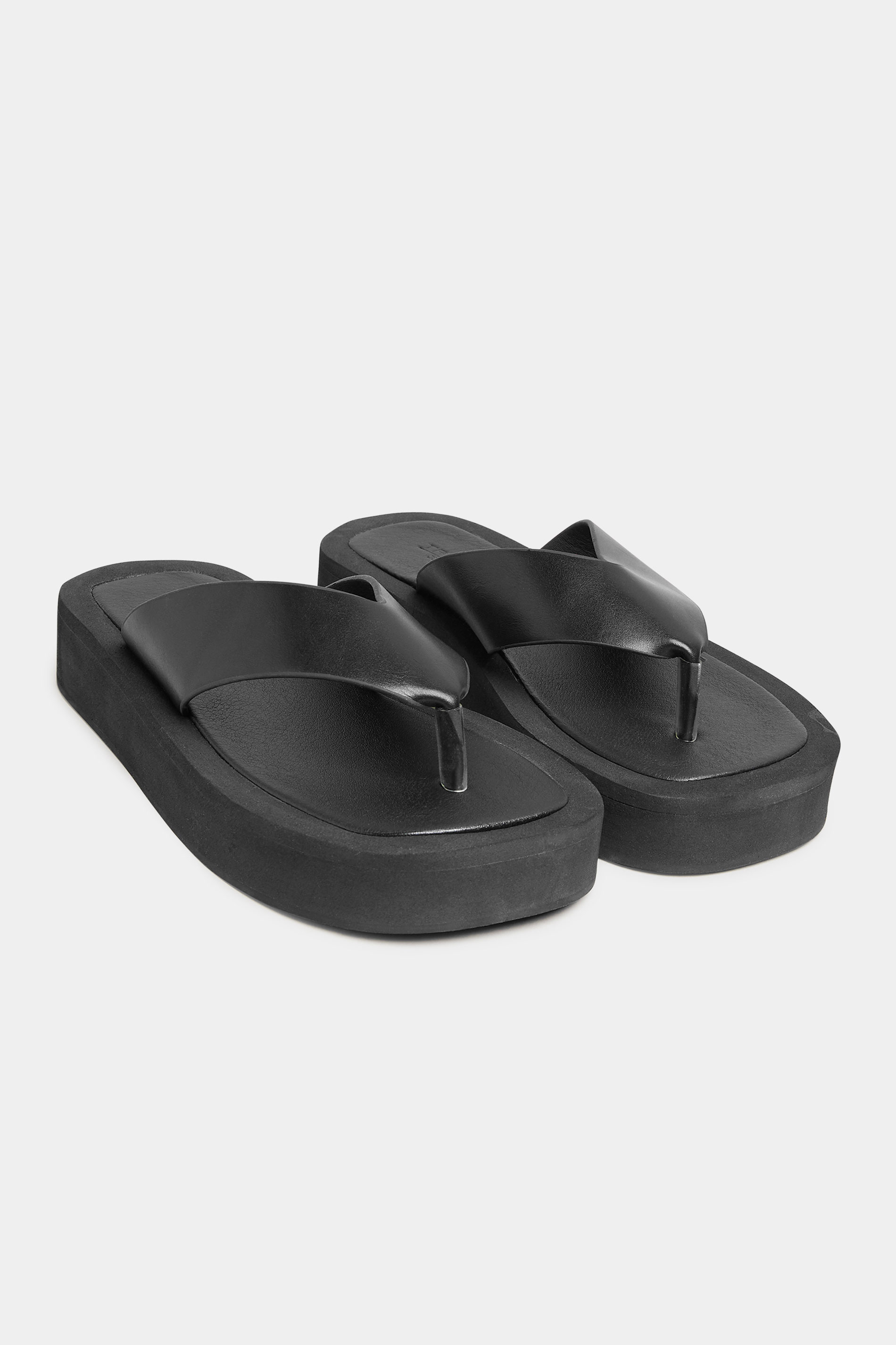 Grande taille  Shoes Grande taille  Sandals | PixieGirl Black Flatform Sandals In Standard D Fit - LA75226