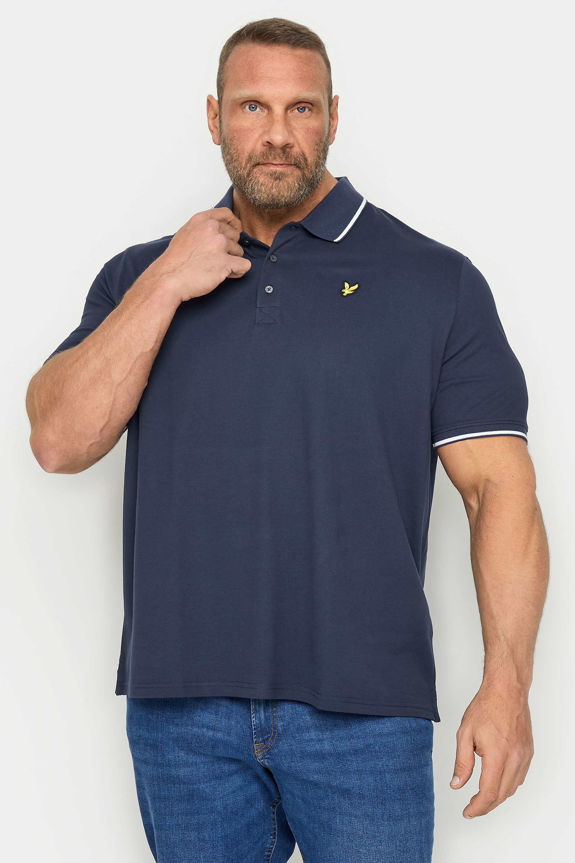 LYLE & SCOTT Big & Tall Navy Blue Tipped Polo Shirt | BadRhino 1