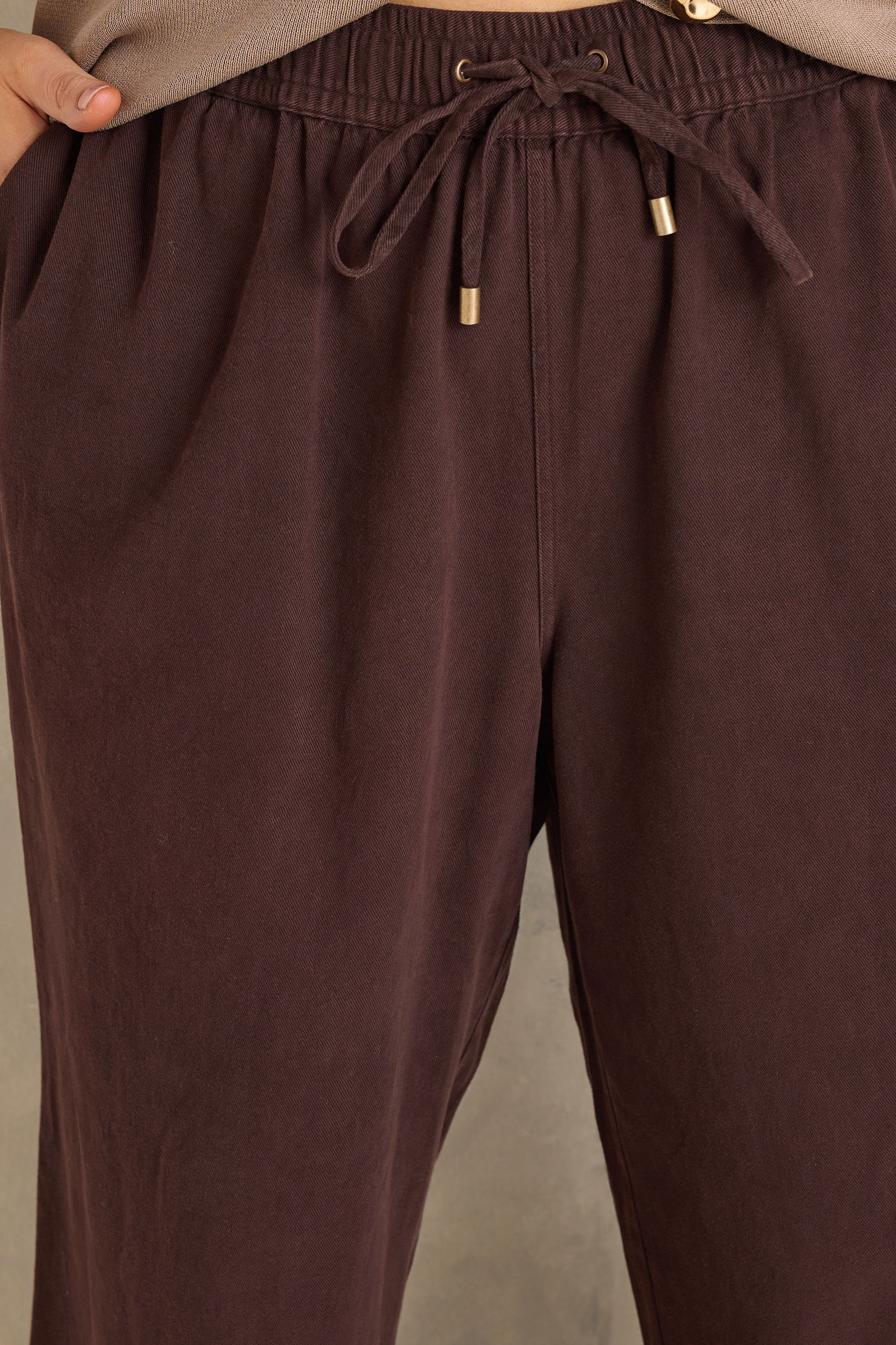 EVANS Plus Size Chocolate Brown Cotton Wide Leg Trouser | Evans 5