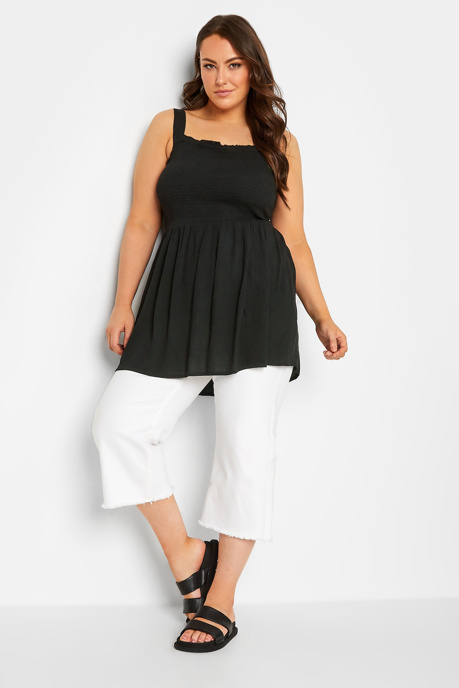 YOURS Plus Size Black Crinkle Vest Top | Yours Clothing 2