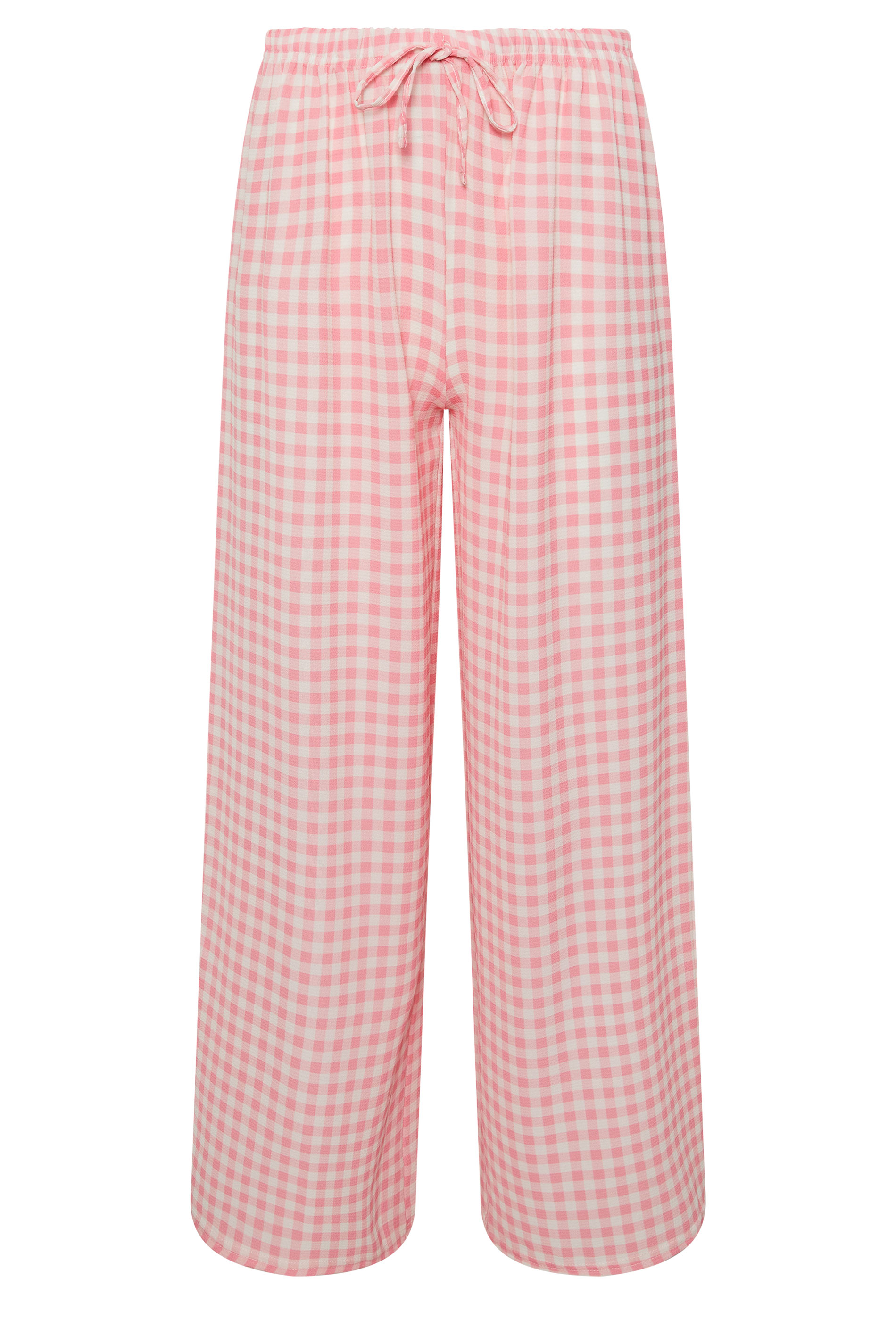 PixieGirl Petite Women's Pink Gingham Wide Leg Trousers | PixieGirl 5