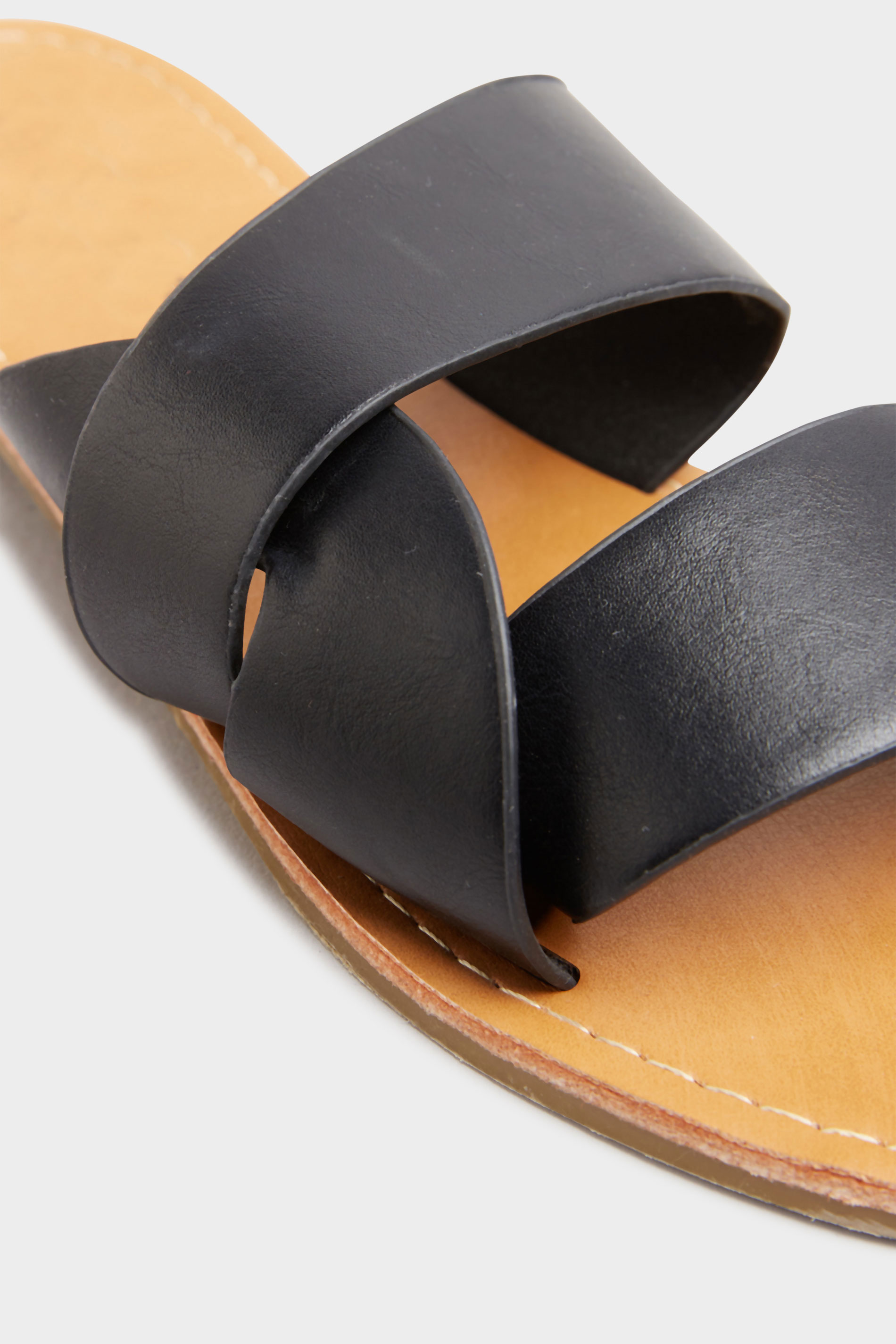 Black Twist Strap Mules In Wide Fit | Long Tall Sally