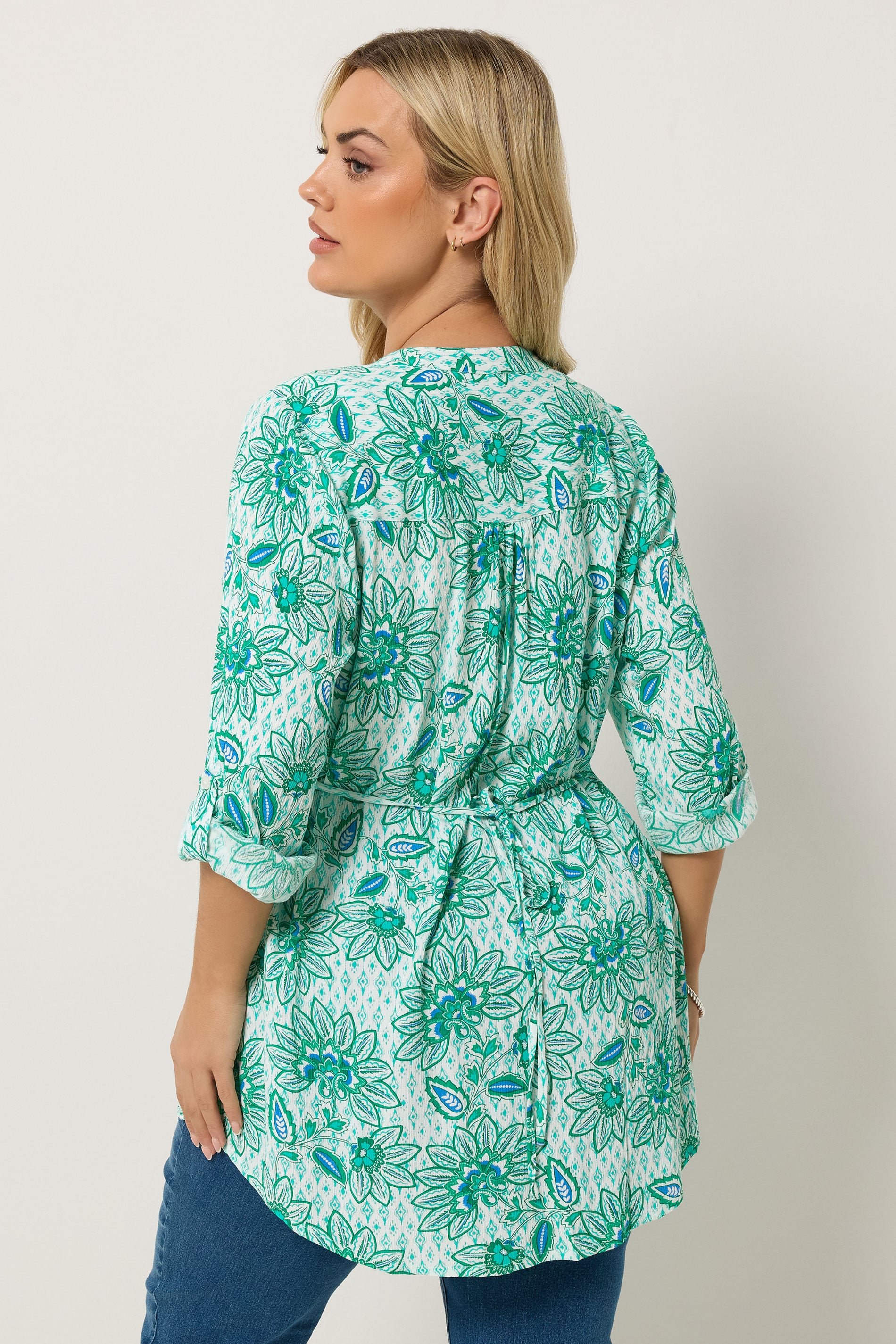 YOURS Plus Size Green Paisley Pintuck Blouse | Yours Clothing 2