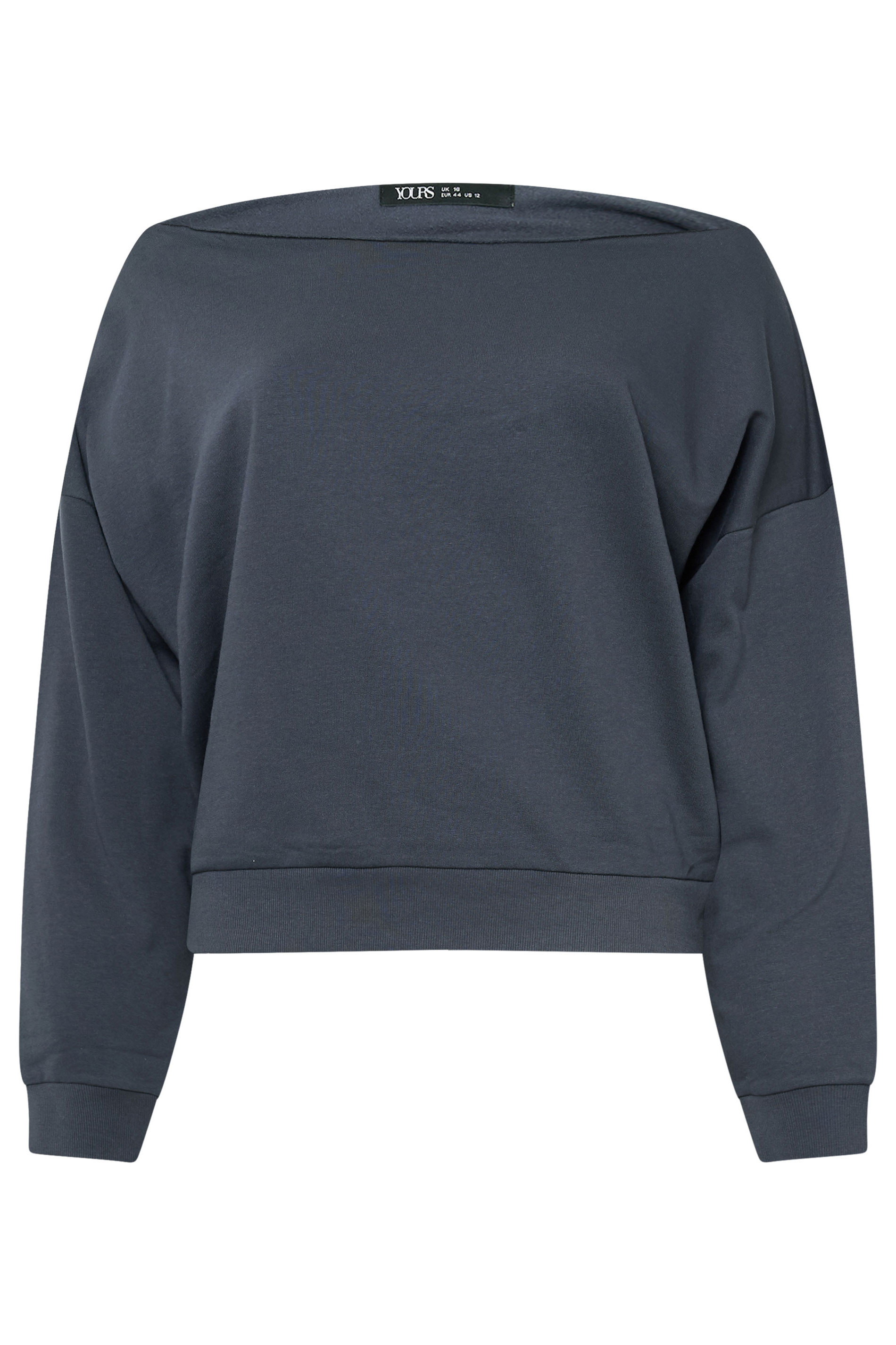 YOURS Plus Size Navy Blue Off Shoulder Sweatshirt | Yours Clothing 5