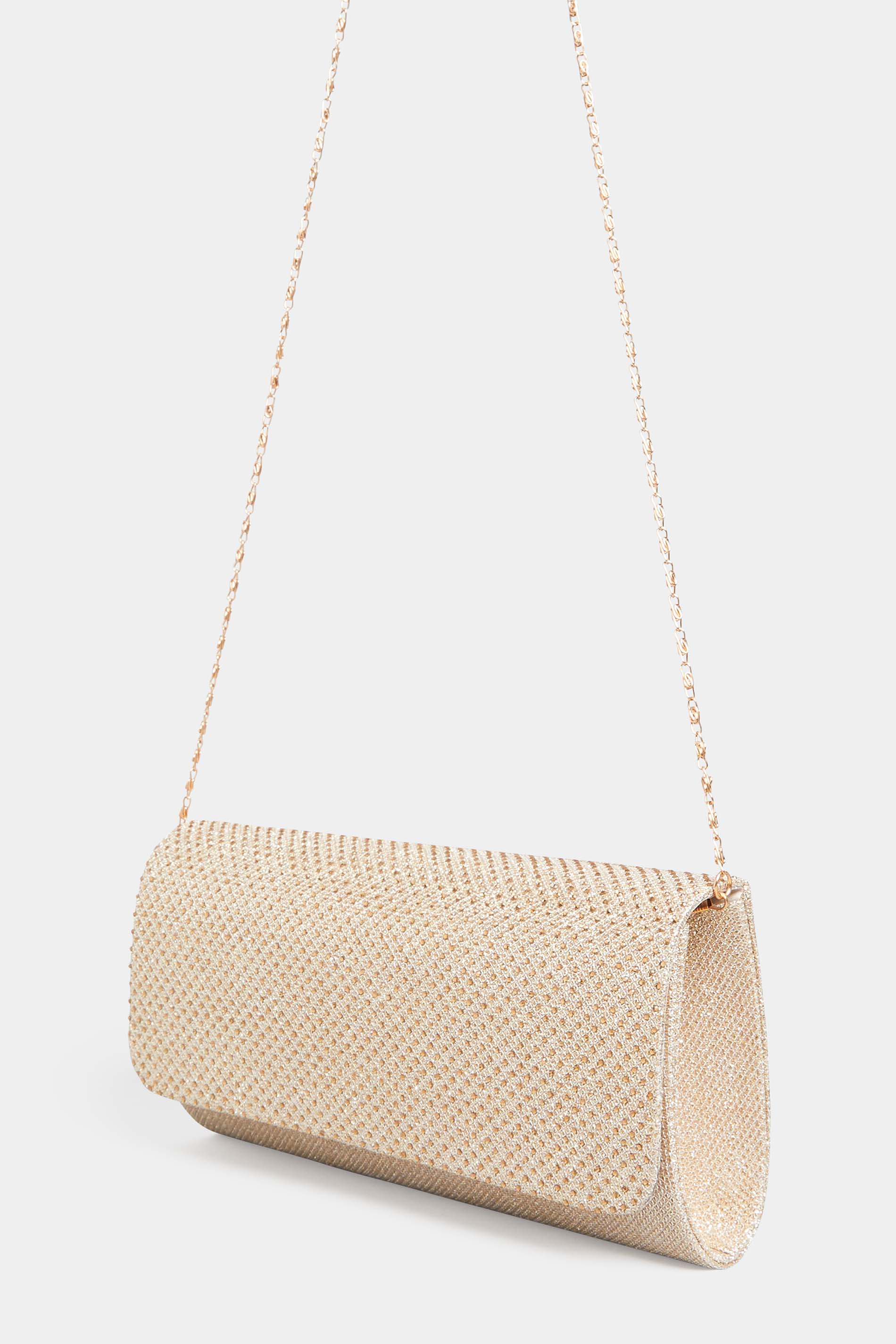Rose Gold Diamante Clutch Bag | Yours Clothing