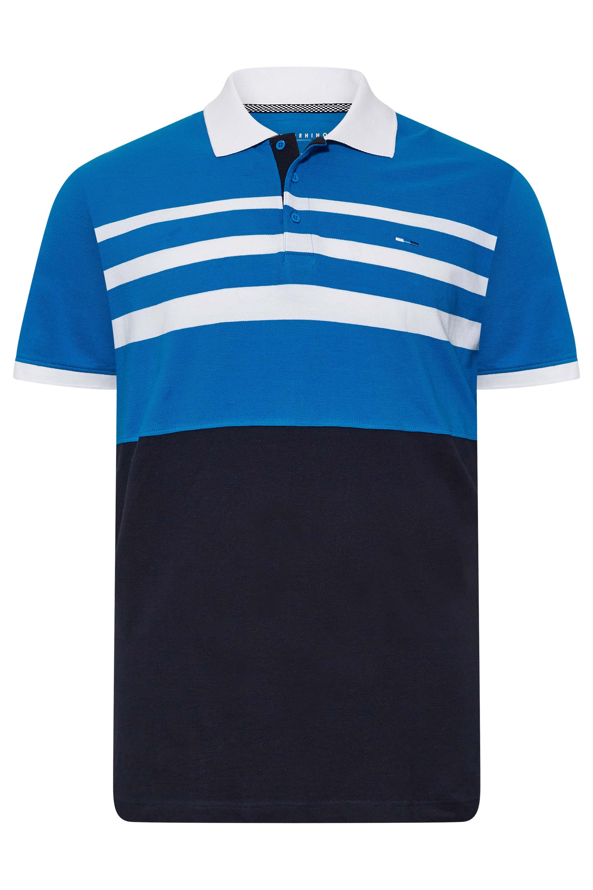 BadRhino Big & Tall Blue & Black Contrast Stripe Polo Shirt | BadRhino 3