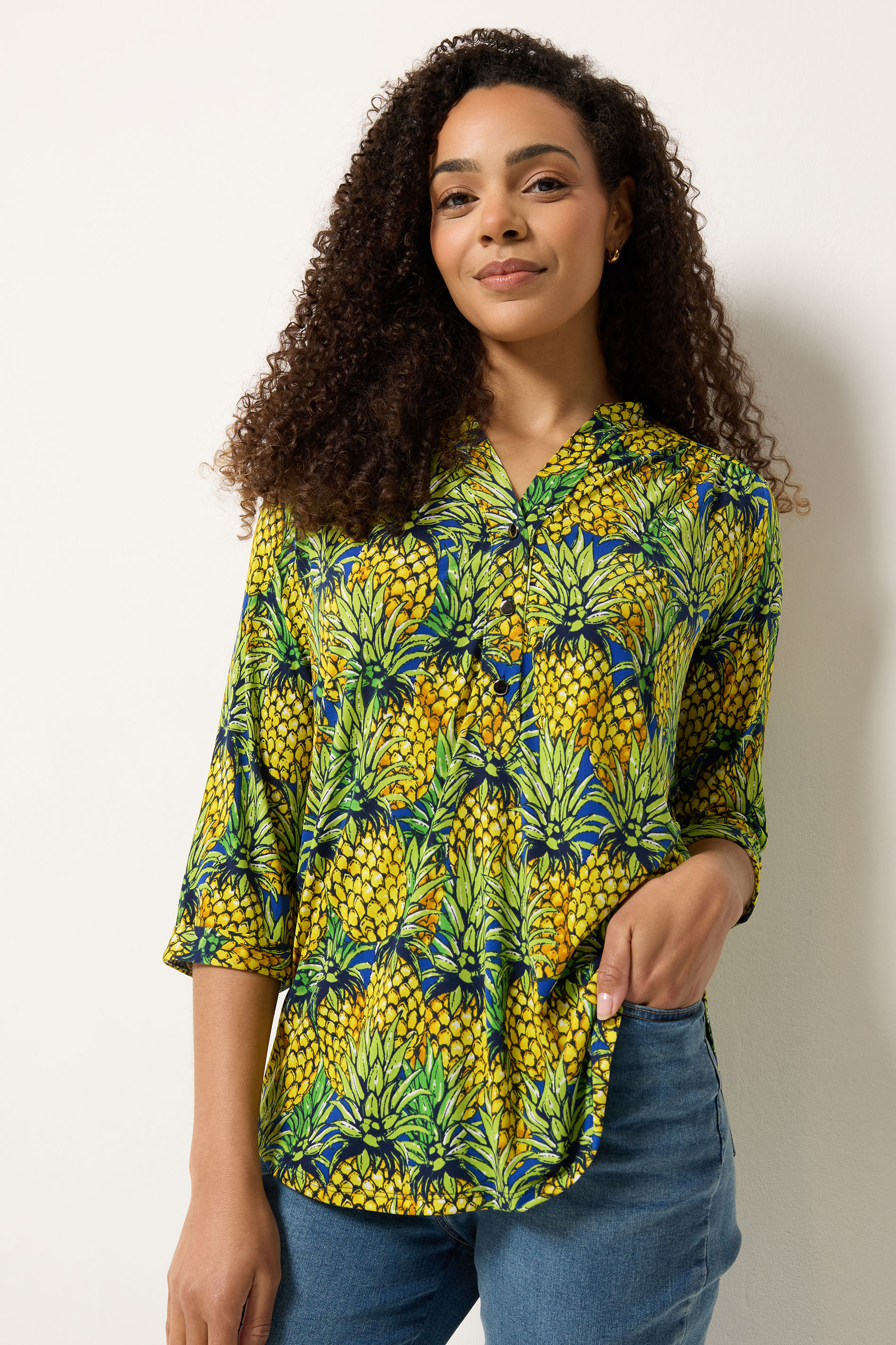 M&Co Navy Pineapple Half Placket Shirt 3