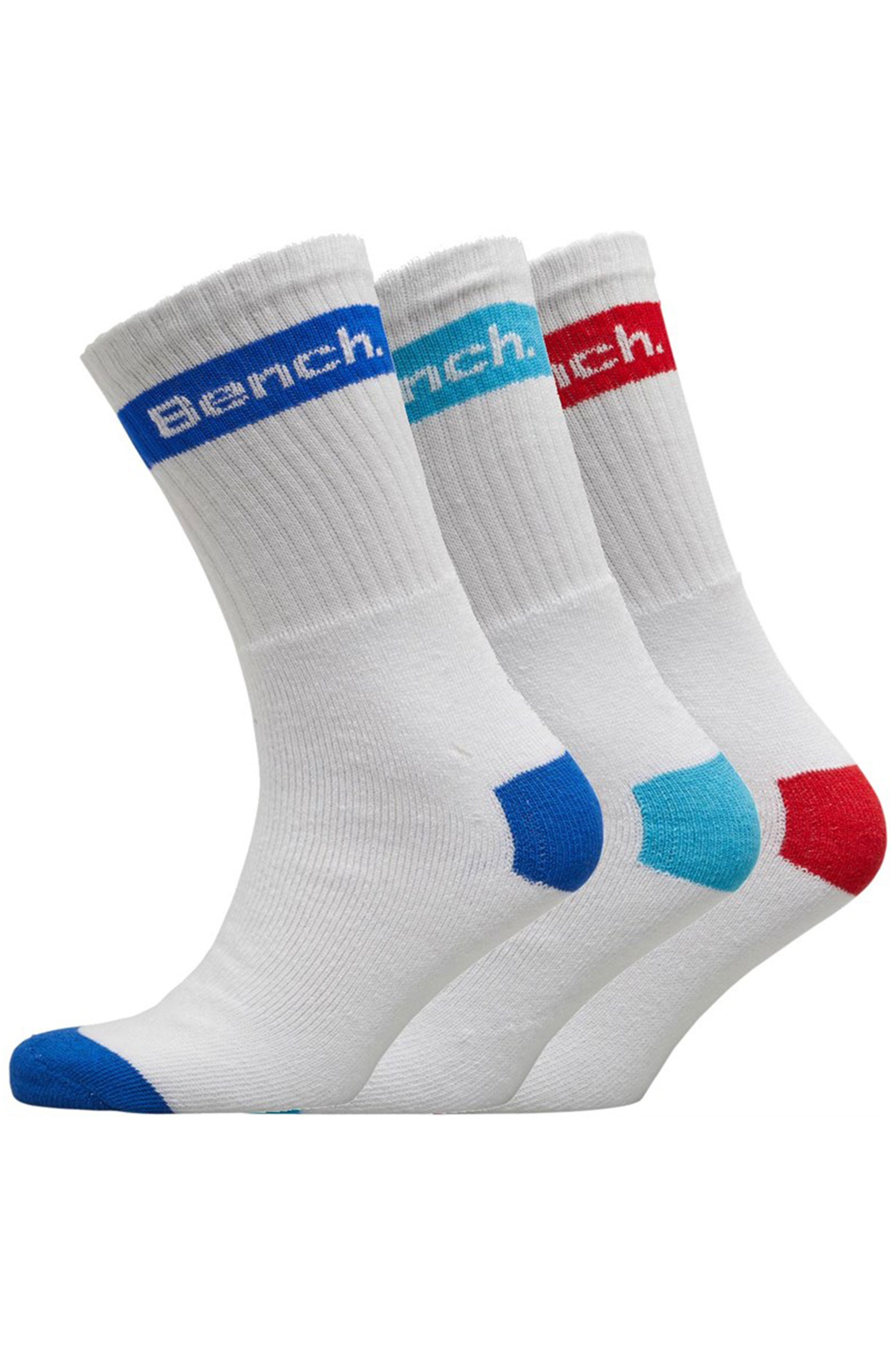 BENCH 3 PACK White Sport Crew Socks | BadRhino