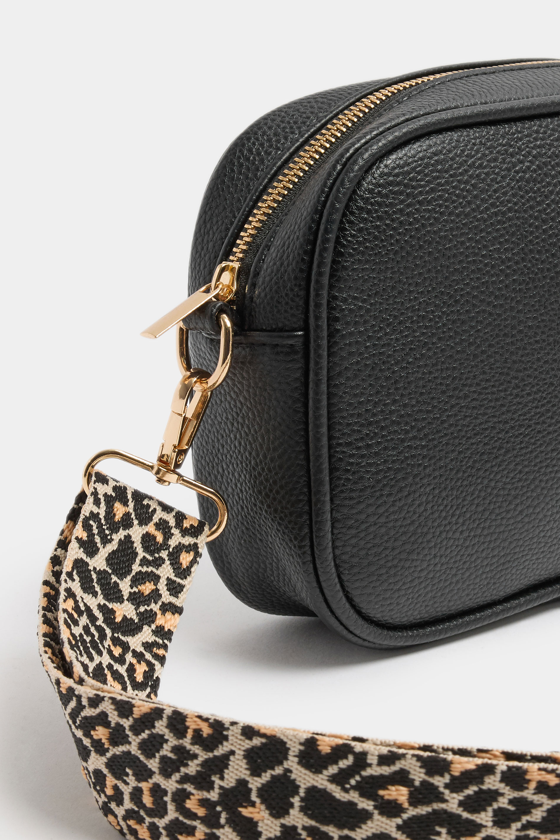 Black Faux Leather Leopard Strap Shoulder Bag | Yours Clothing 4