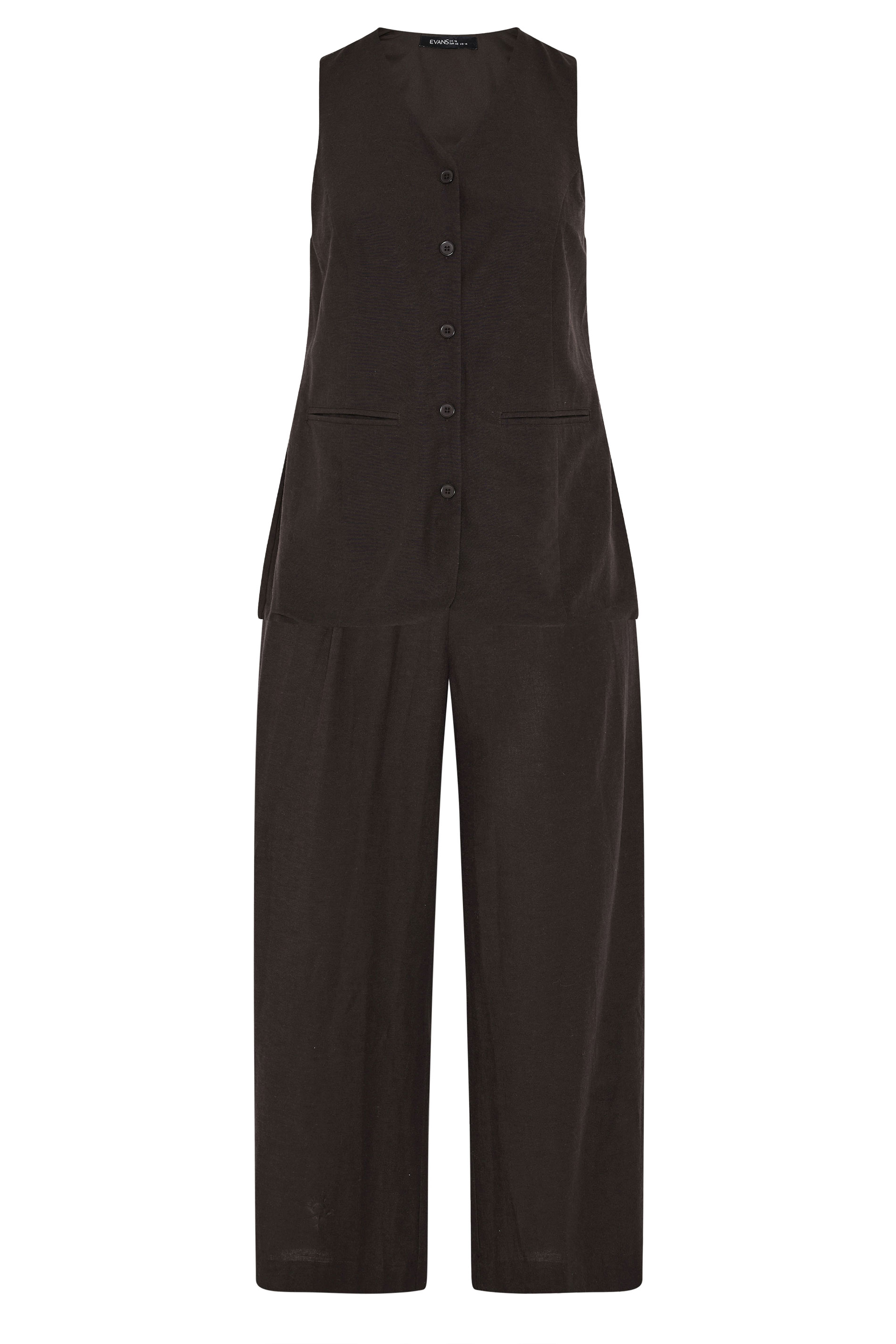 EVANS Plus Size Chocolate Brown Linen Set | Evans 9