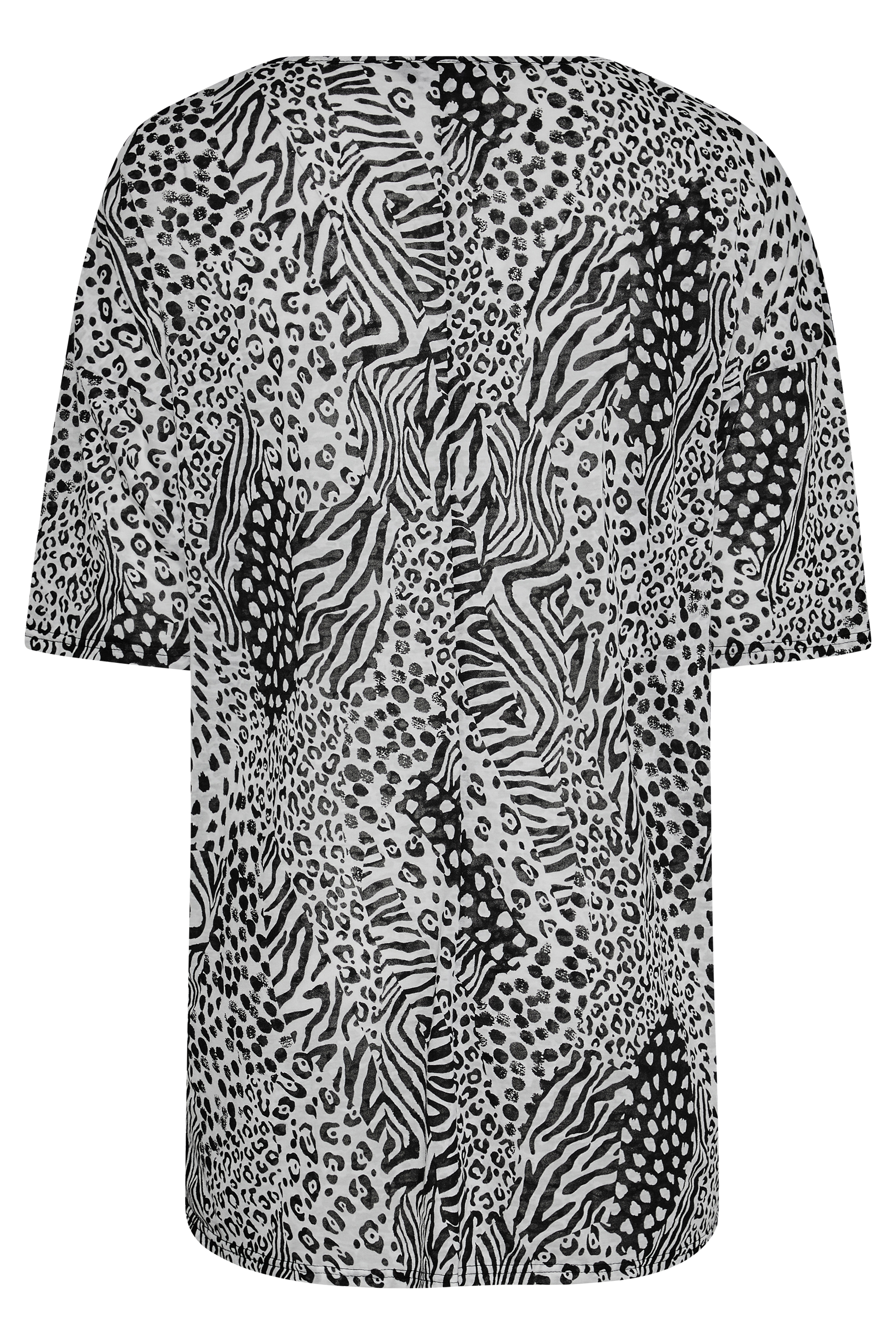 Grande taille  Tops Grande taille  T-Shirts | T-Shirt Noir & Blanc Imprimé Animal en Oversize - DT17279