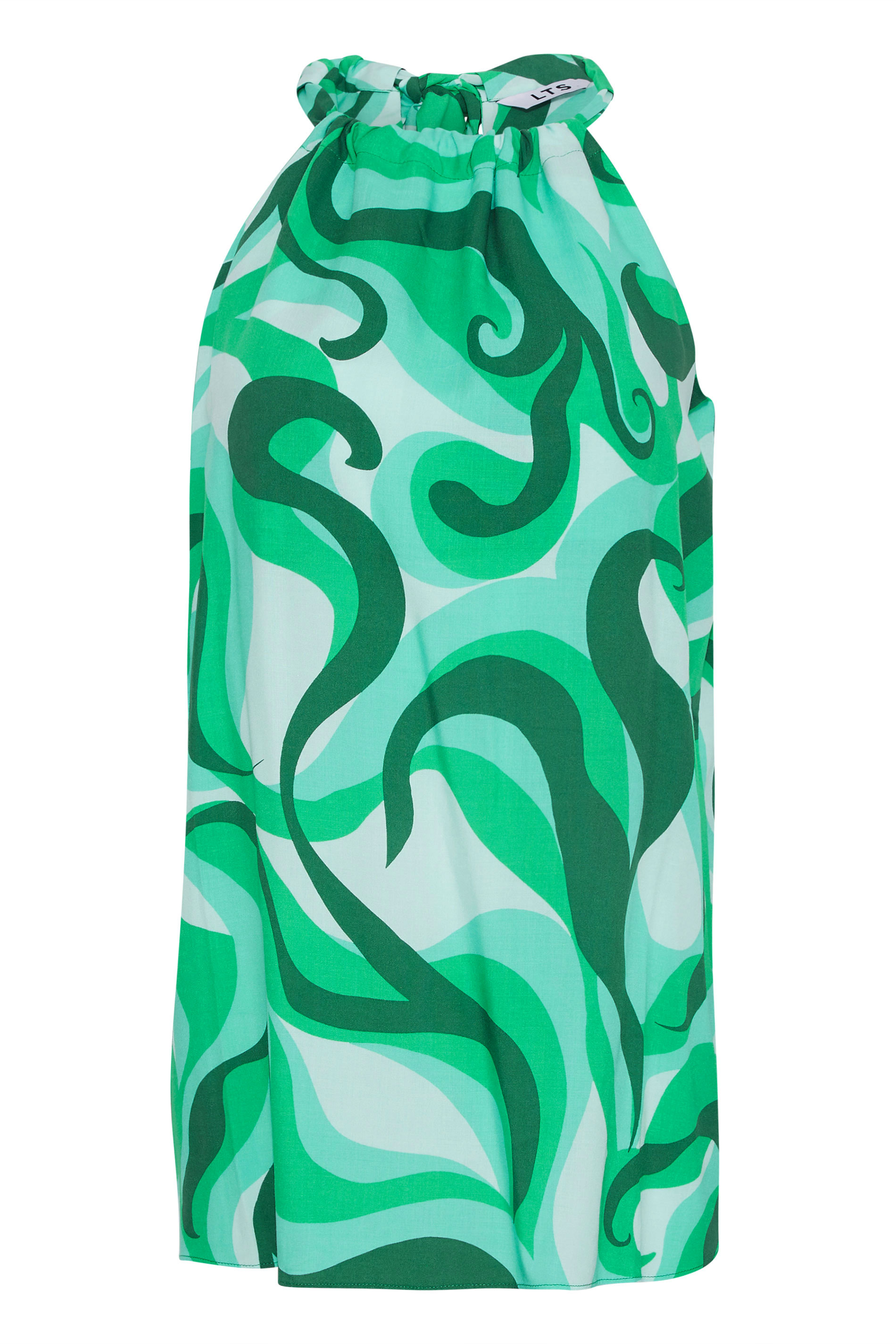 LTS Tall Women's Bright Green Swirl Print Halter Neck Top | Long Tall Sally
