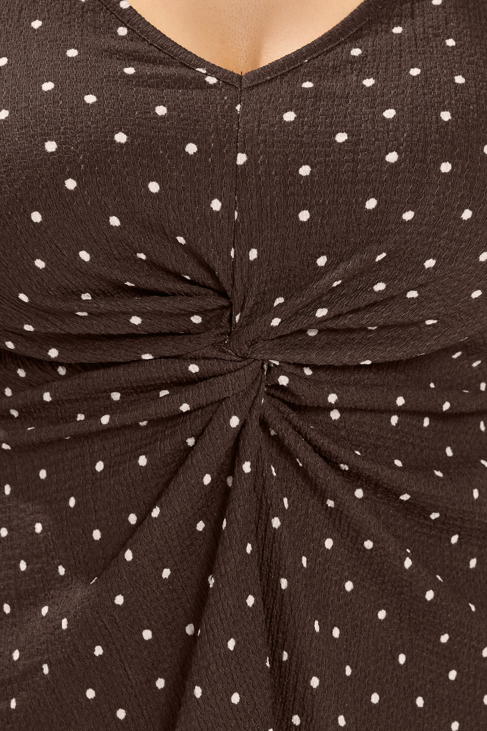 YOURS Plus Size Brown Polka Dot Crinkle Knot Front Vest Top | Yours Clothing 4