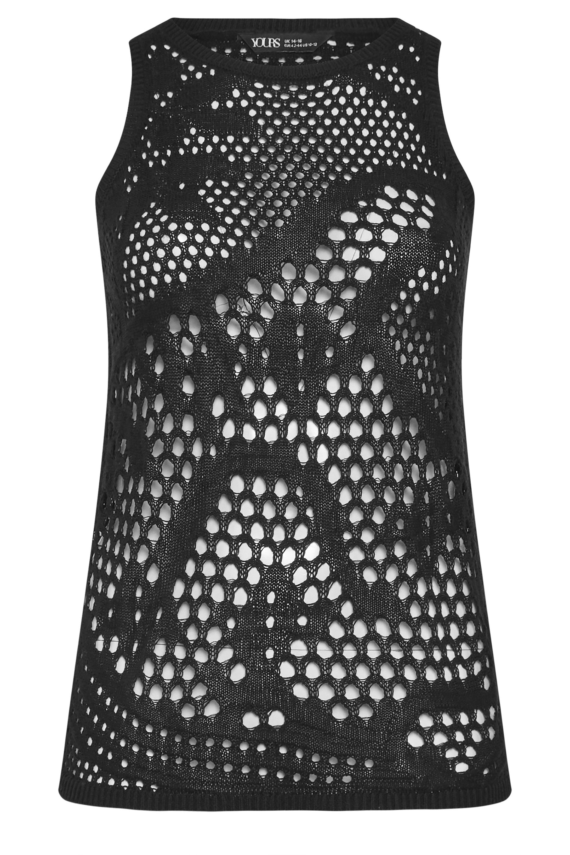 YOURS Plus Size Black Knitted Stitch Detail Vest Top | Yours Clothing 5