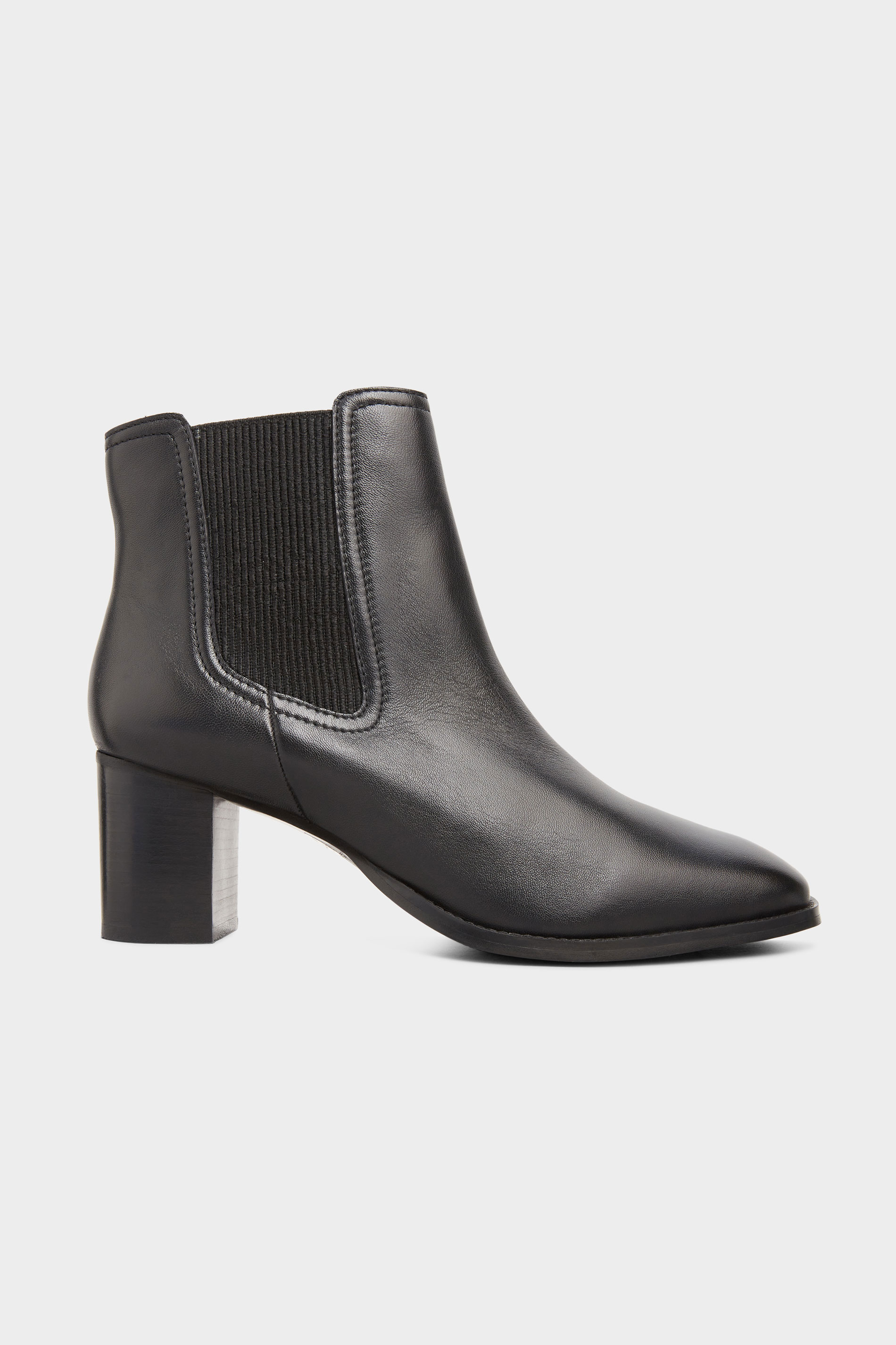 Black Leather Heeled Chelsea Boots In Extra Wide Fit | Long Tall Sally