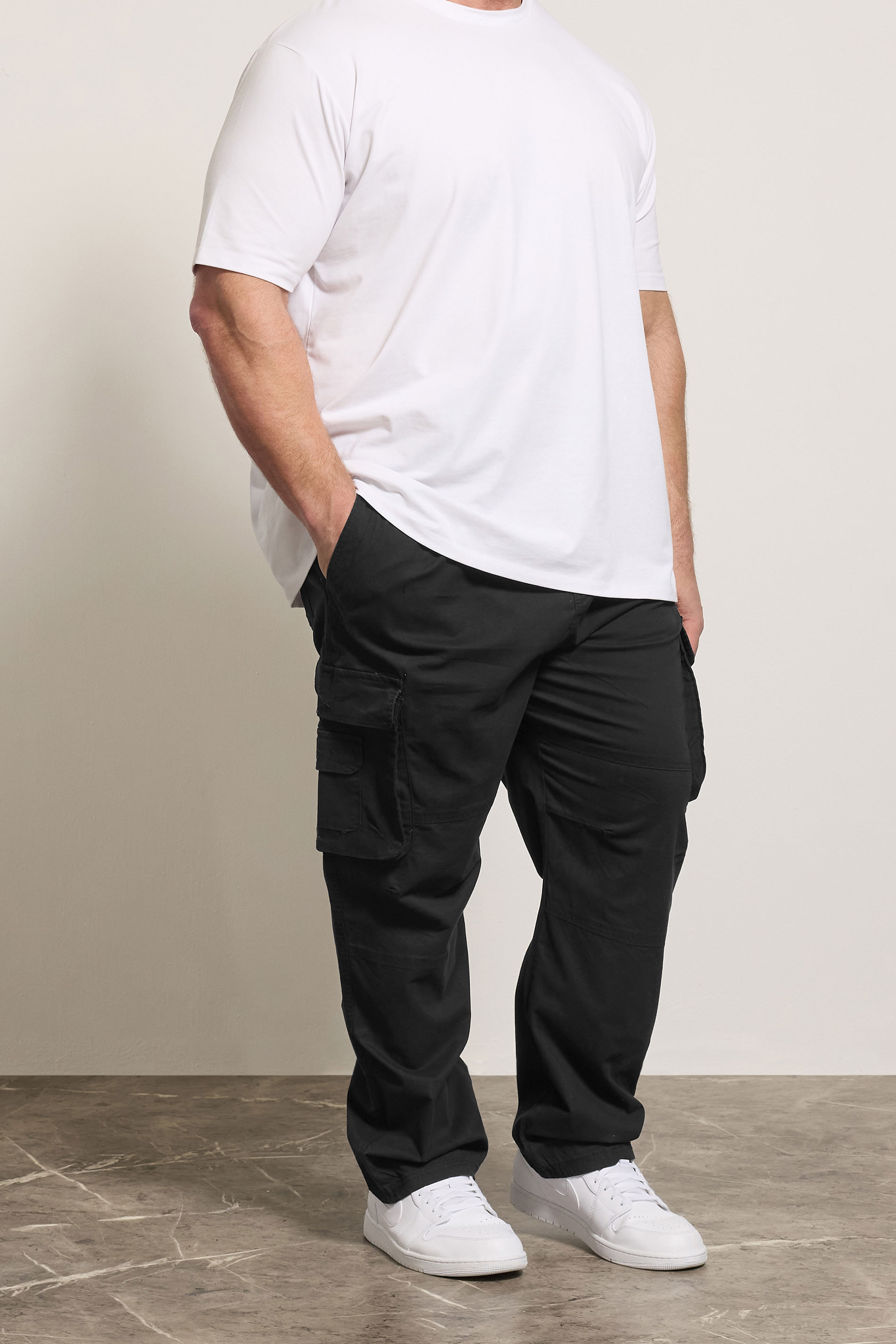 KAM Big & Tall Black Stretch Cargo Trousers | BadRhino 3