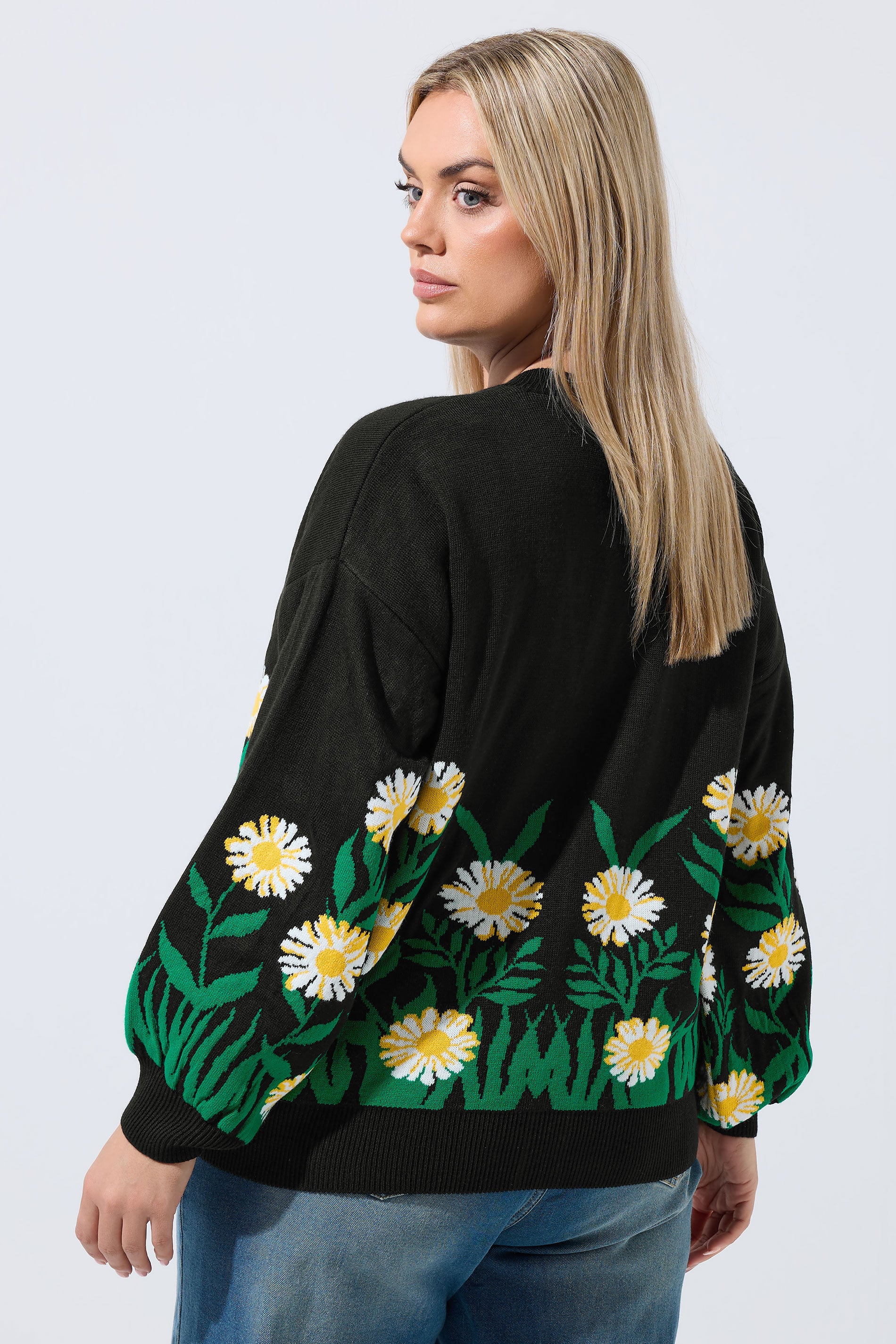 LIMITED COLLECTION Plus Size Black Floral Knitted Cardigan | Yours Clothing 2