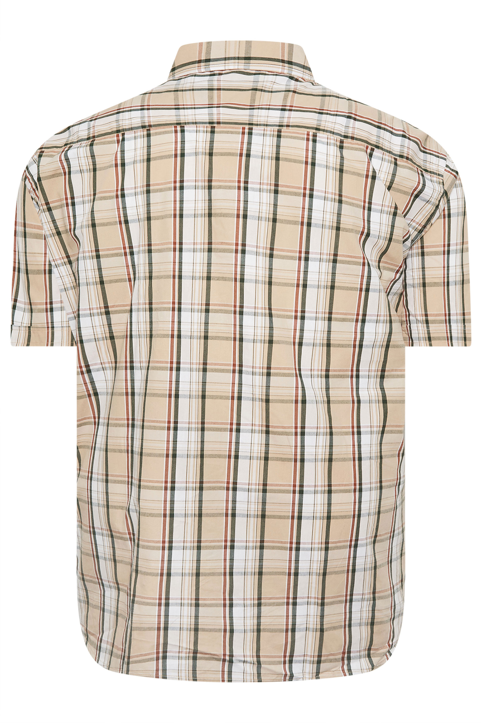 KAM Big & Tall Stone Brown Check Short Sleeve Shirt | BadRhino 4