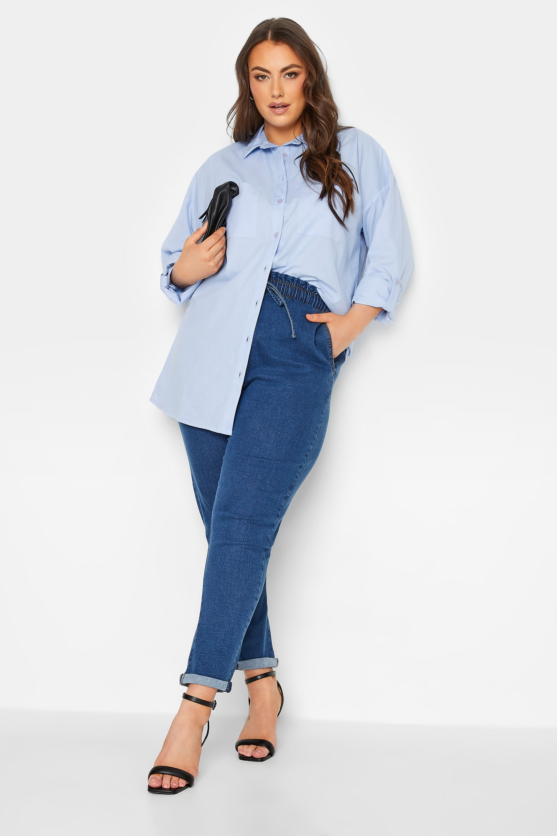 YOURS FOR GOOD Plus Size Blue Oversized Shirt | Yours Clothing  2