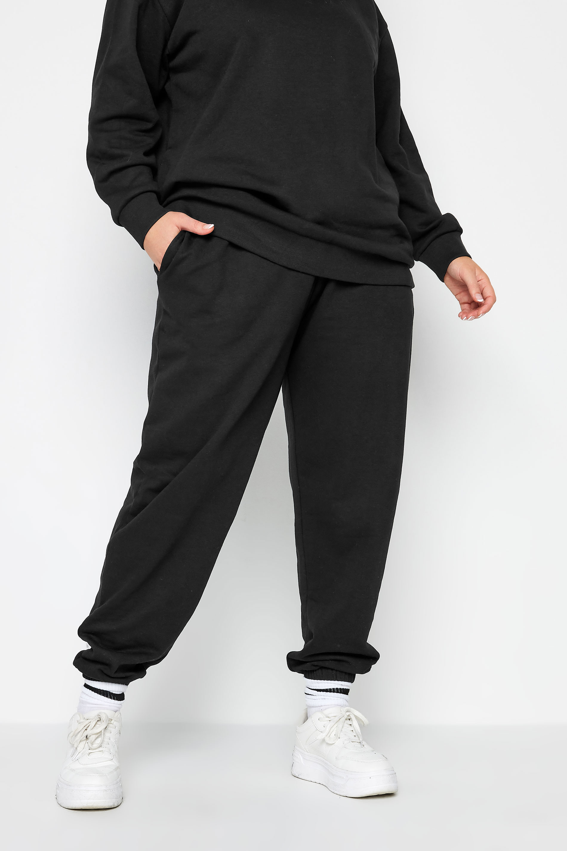 YOURS Curve Black Cuffed Joggers | Yours Clothing 1