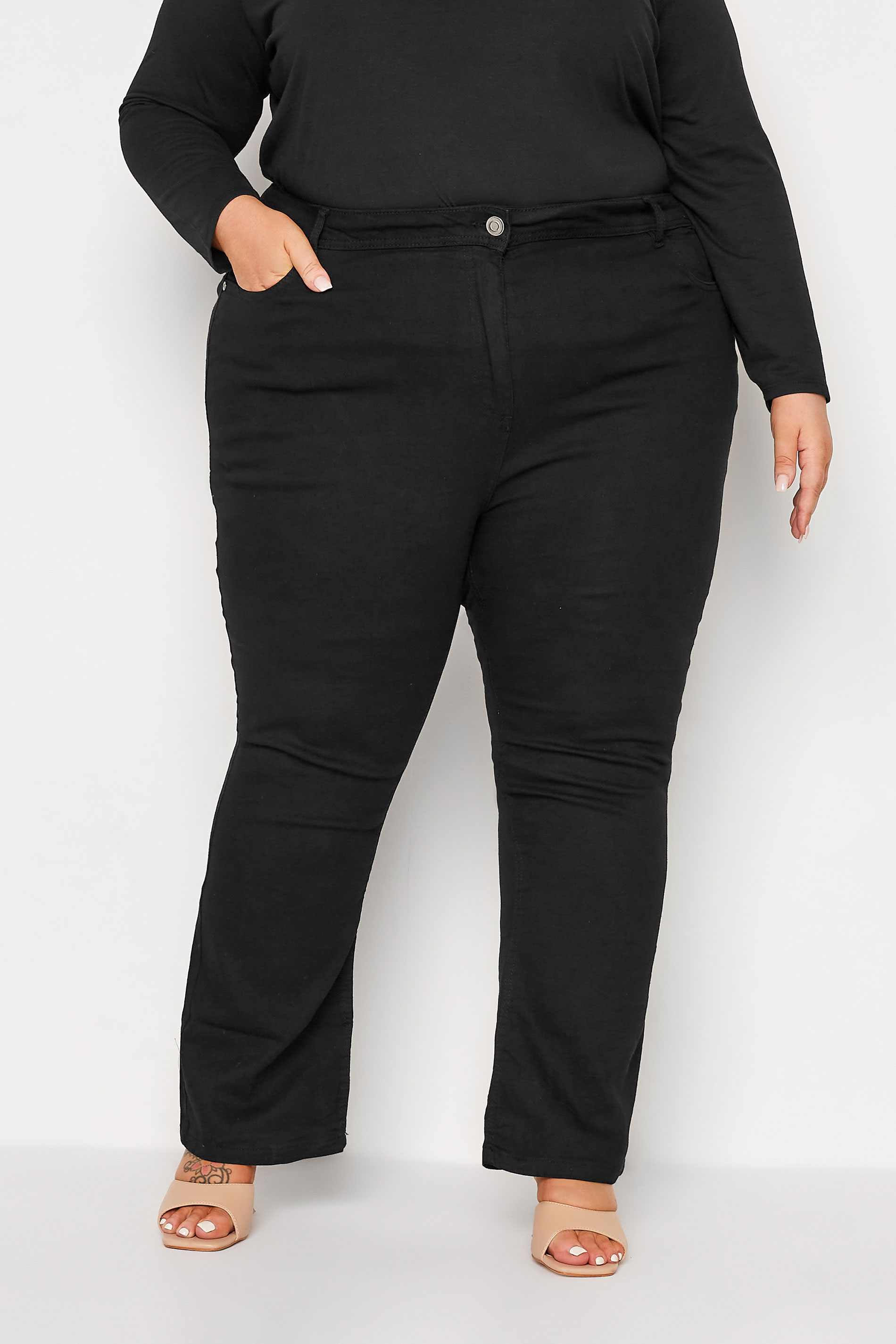 Plus Size Black Straight Leg Fit Stretch RUBY Jeans | Yours Clothing 1