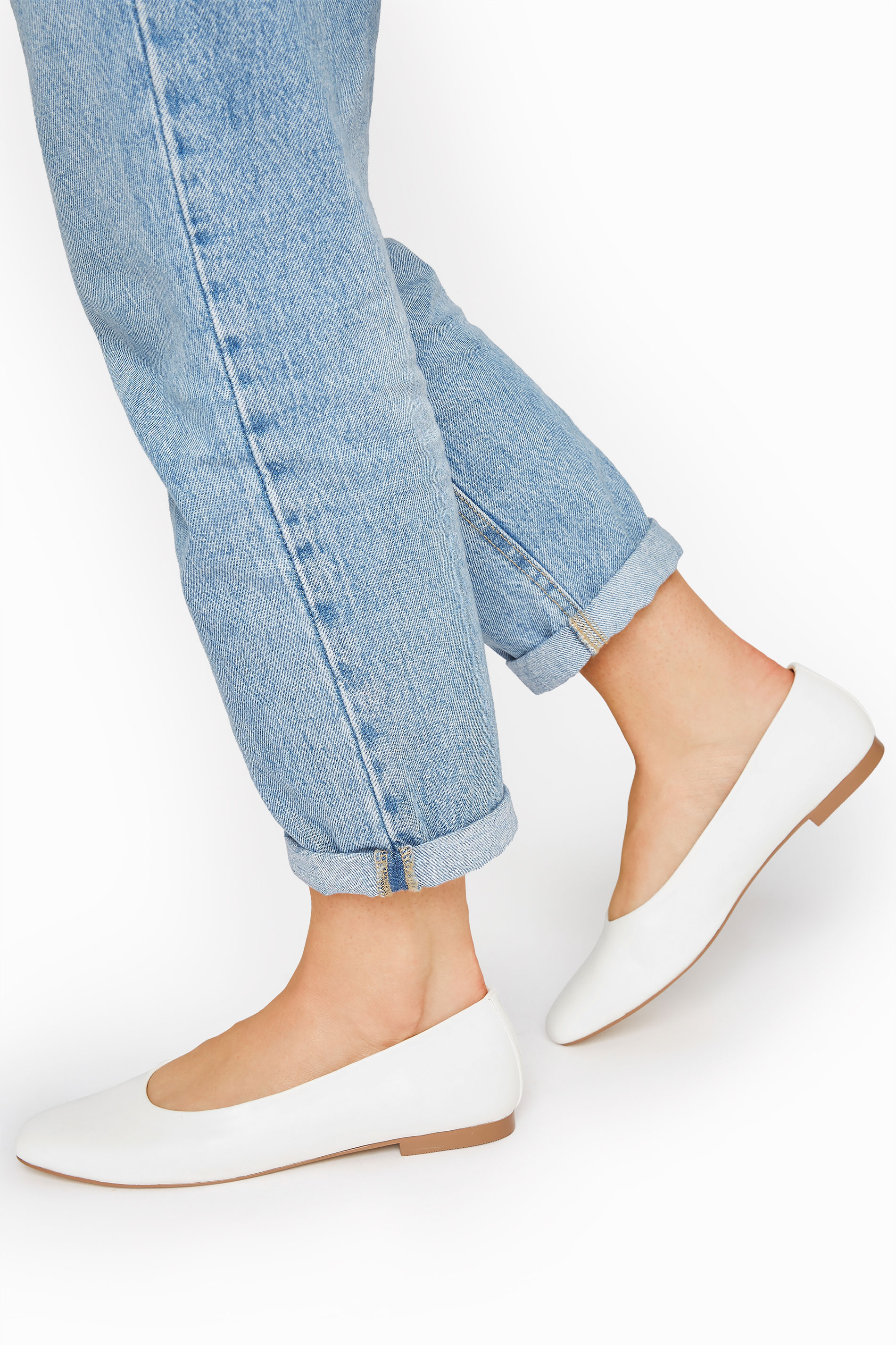LTS Off-White Almond Toe Ballerinas In Standard D Fit 1