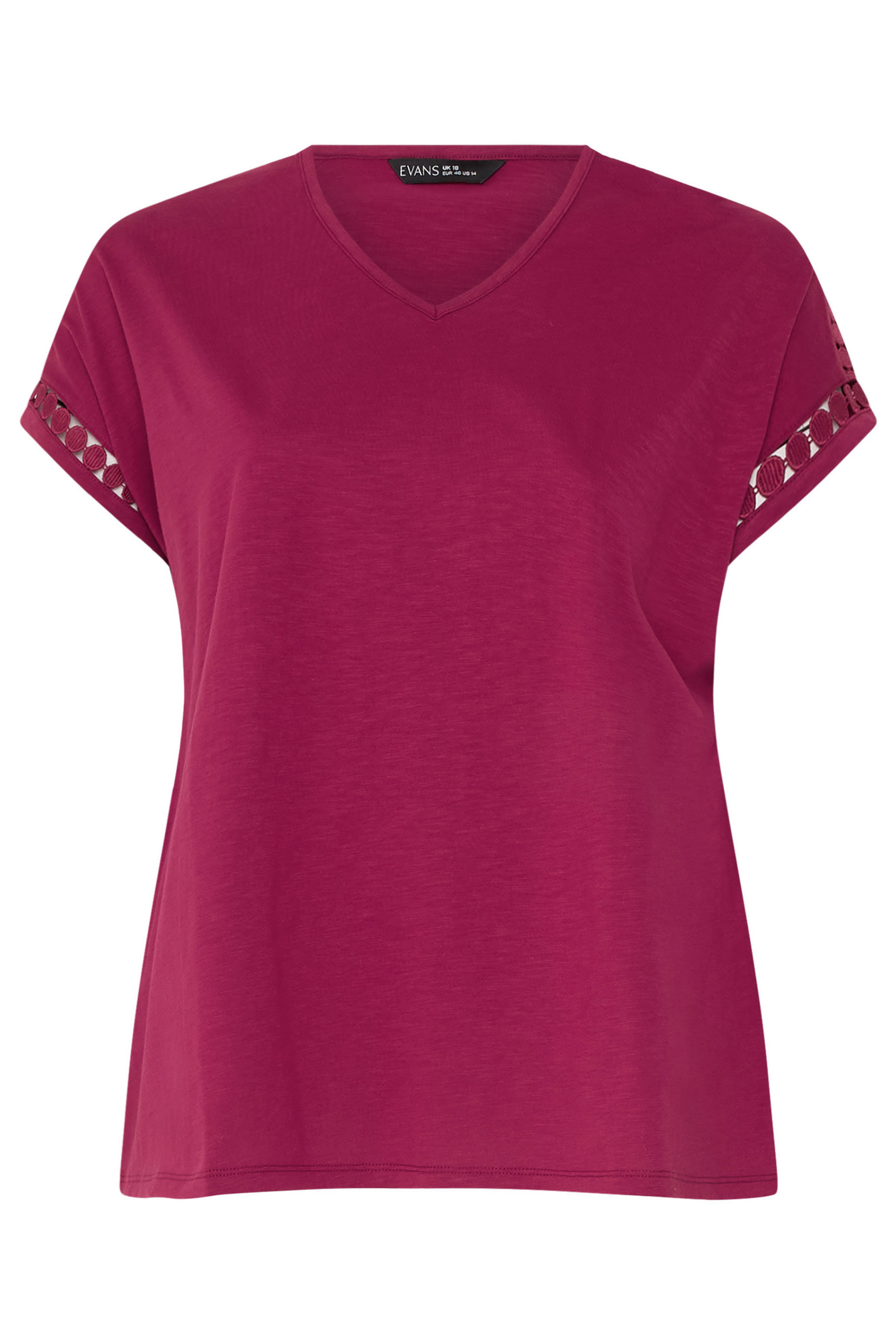 EVANS Plus Size Red Crochet Trim T-Shirt | Evans  5
