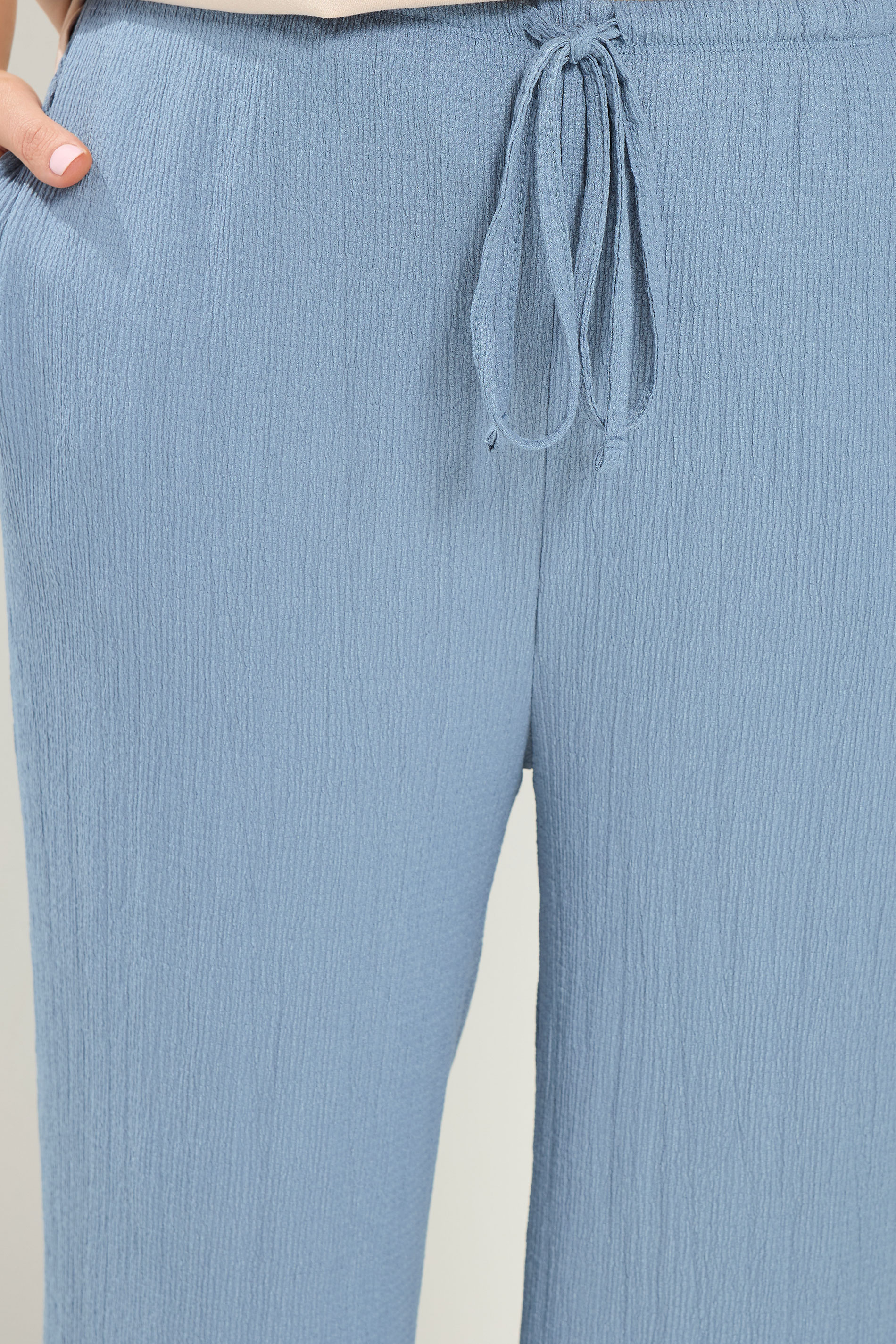 YOURS Plus Size Light Blue Crinkle Culottes | Yours Clothing 4