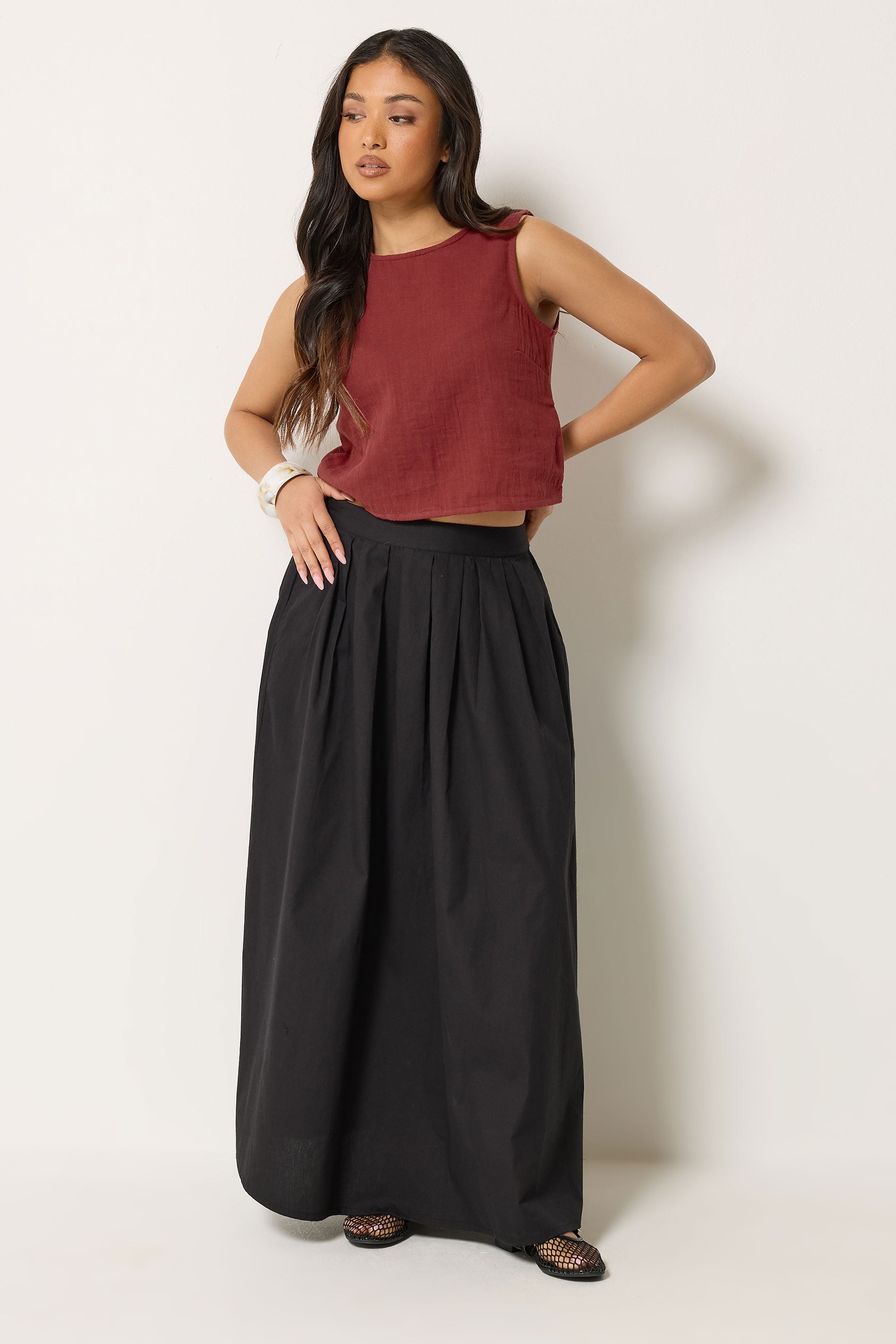PixieGirl Petite Women's Brick Red Cotton Cheesecloth Top | PixieGirl 1