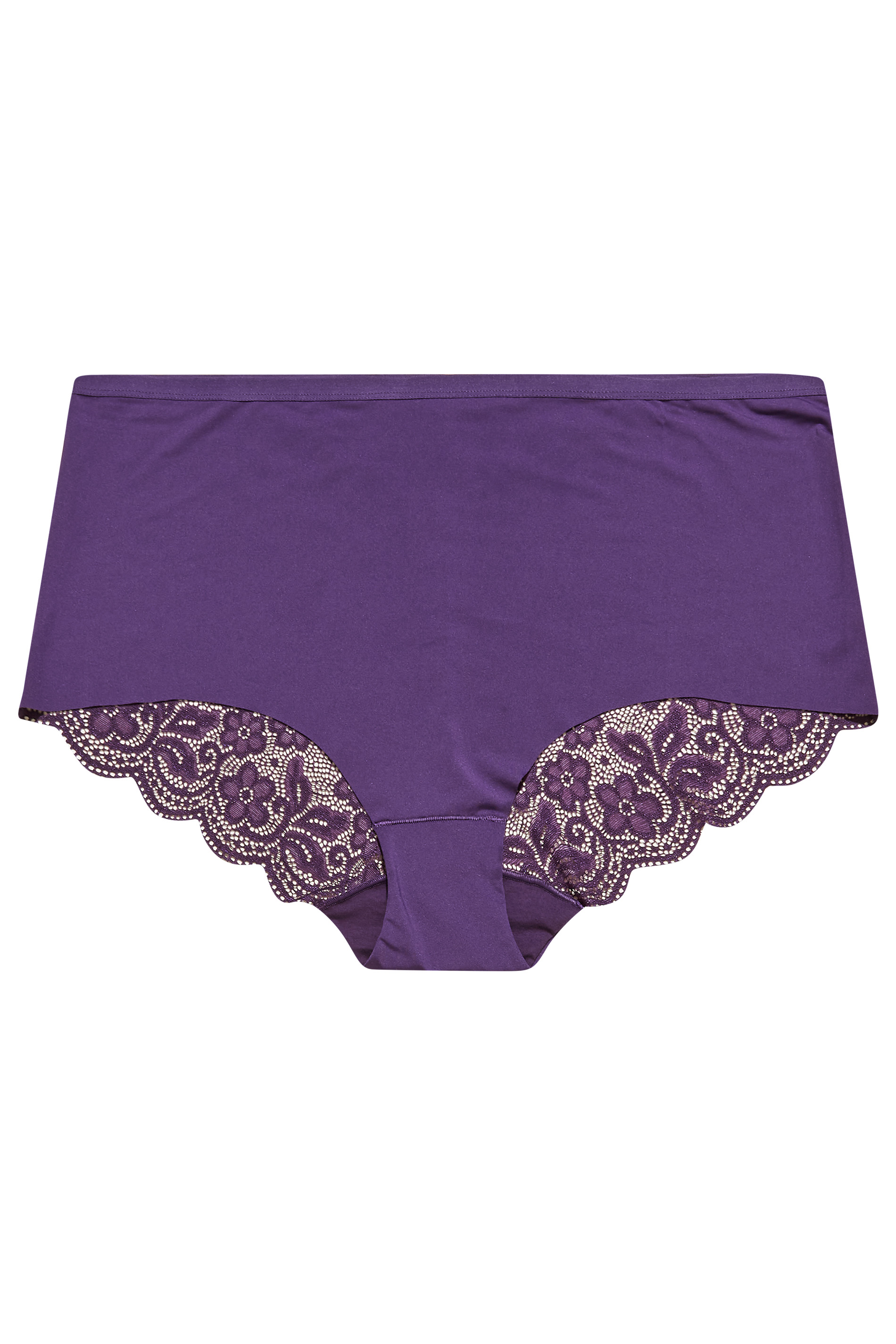 Plus Size Purple Lace High Waist Briefs | Yours Clothing 3