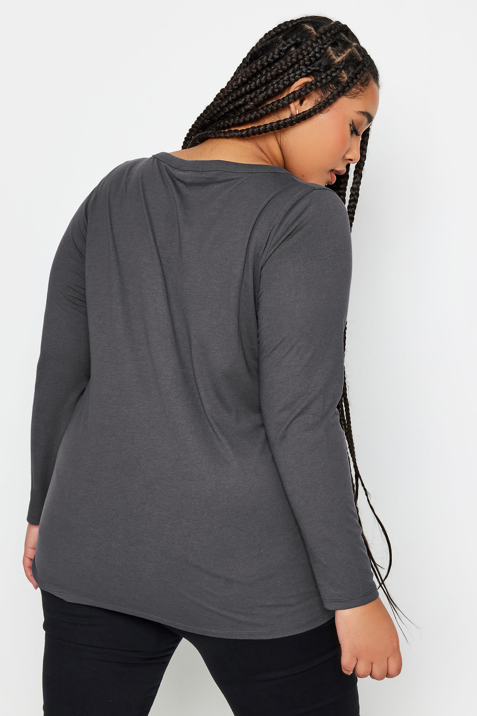 YOURS Plus Size Grey Long Sleeve Top | Yours Clothing 3