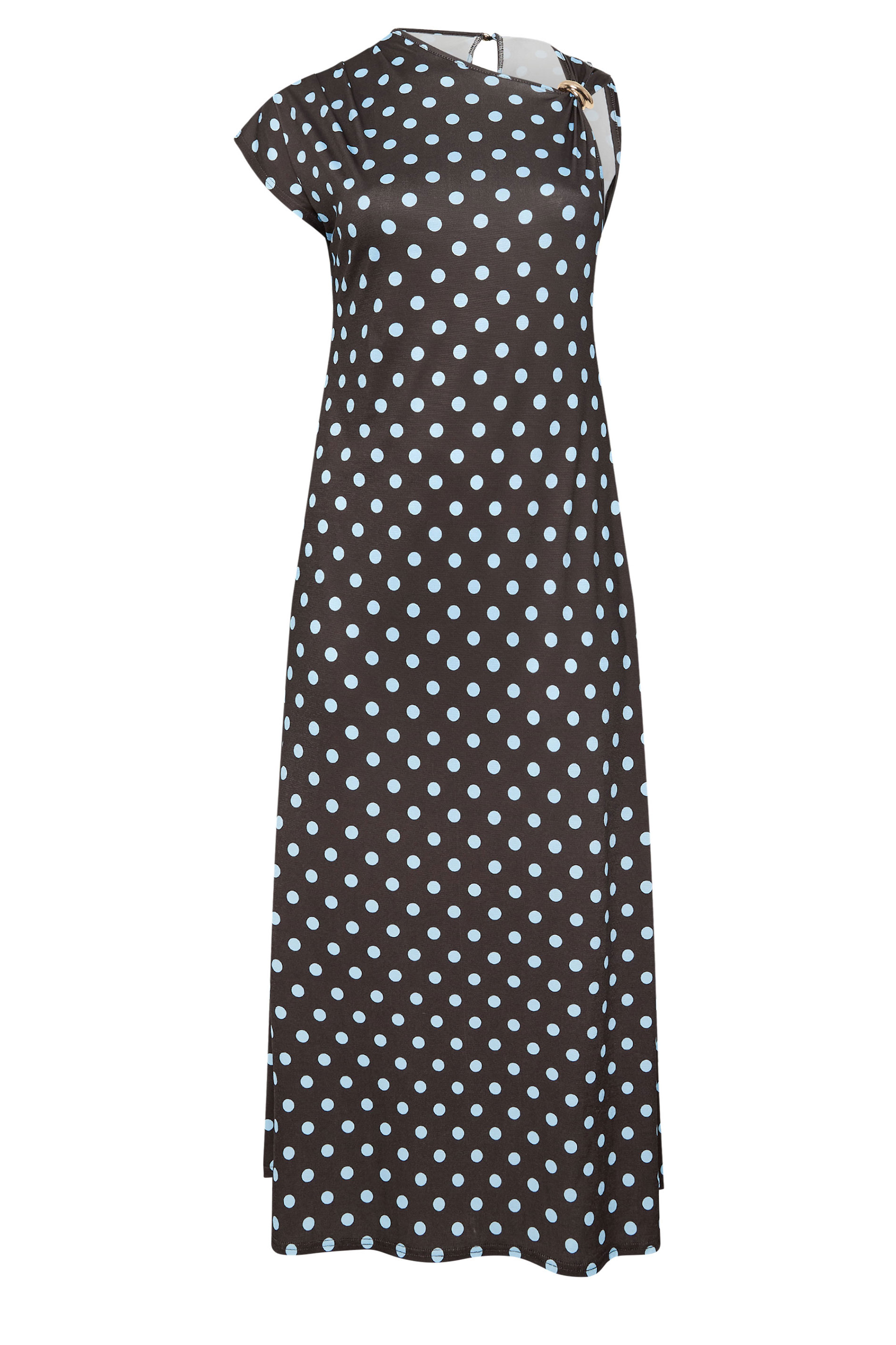 YOURS LONDON Plus Size Chocolate Brown Polka Dot Buckle Detail Dress | Yours Clothing 6